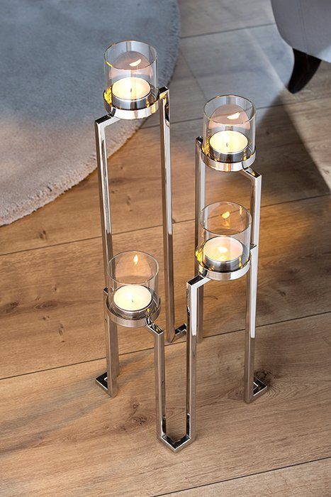 Fink Kerzenhalter GRANT, Weihnachtsdeko (1 St), aus Edelstahl und Glas, 4-flammig, Adventsleuchter