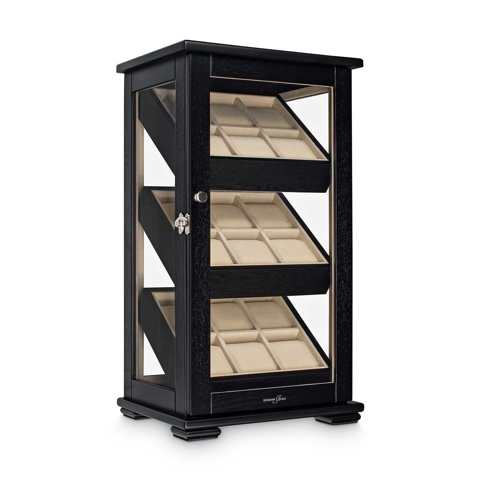 Hermann Jäckle Uhrenbox Kulmbach Uhrenvitrine für 18 Uhren Eichedekor Schwa günstig online kaufen