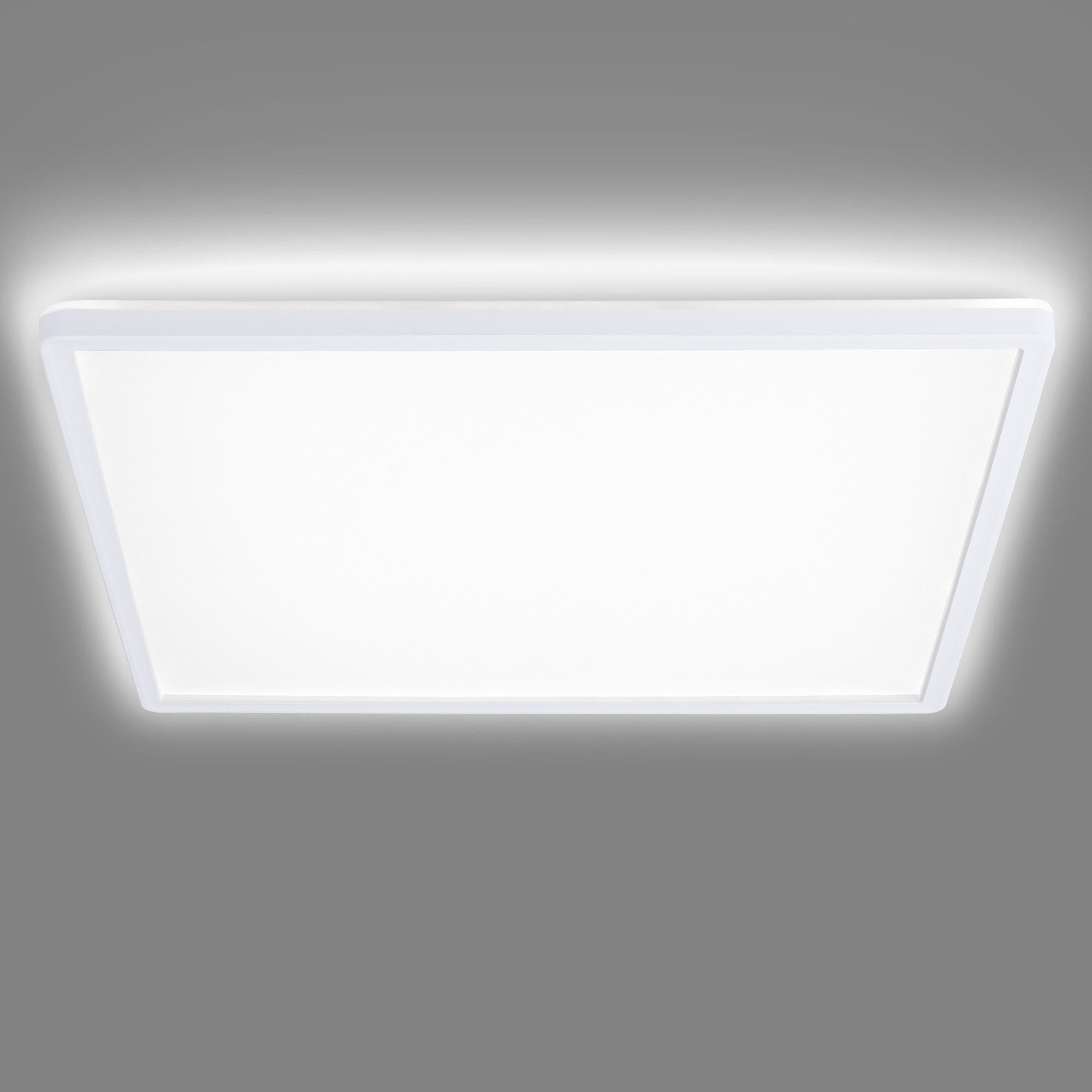 Navaris Deckenleuchte LED Deckenleuchte mit Hintergrundbeleuchtung - dimmbar  - ultra flach, stylische Lampe mit zusätzlicher Hintergrundbeleuchtung