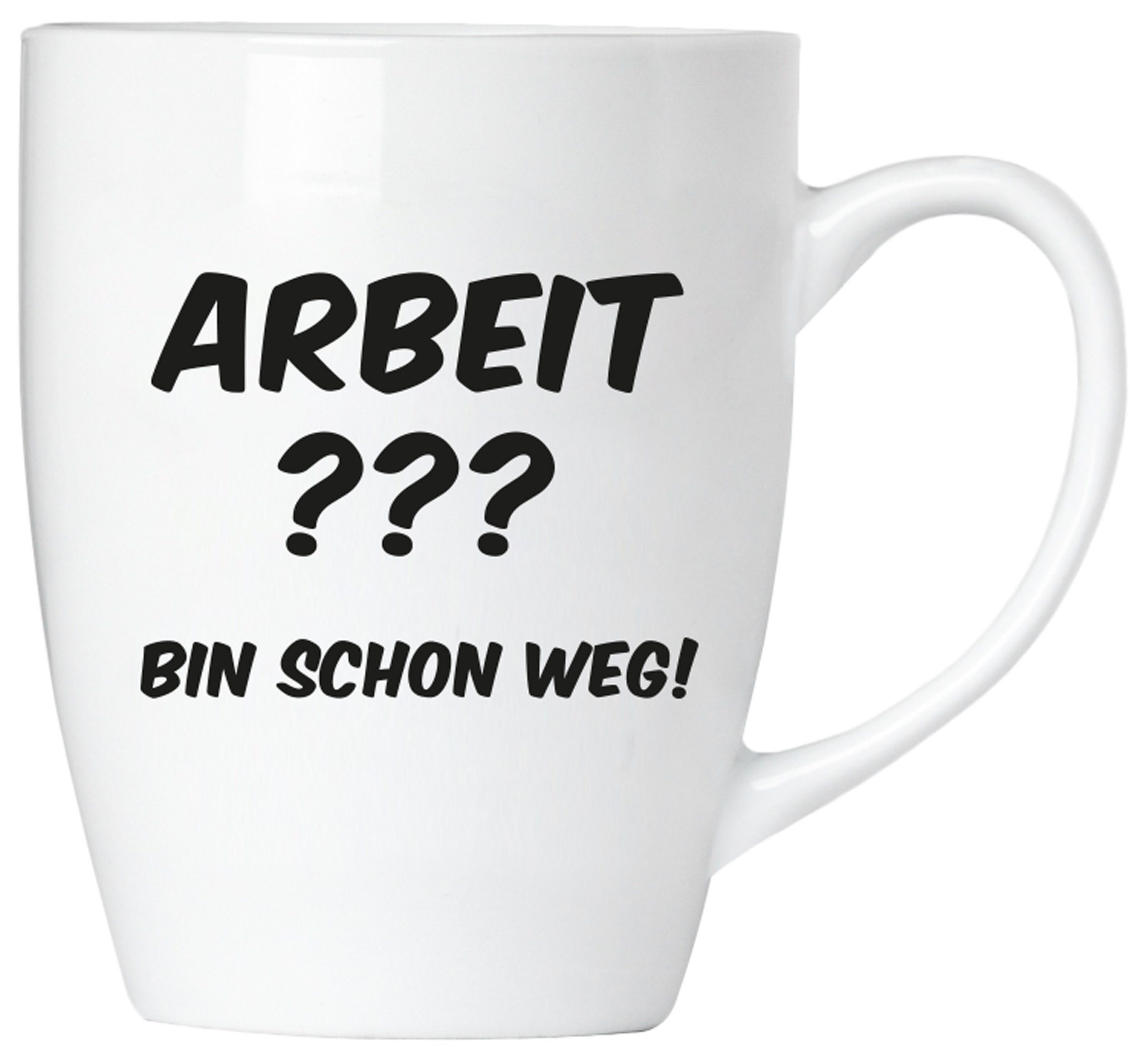 Spruch Kaffeetassen mit IST mit "ARBEIT Grußkarte, Tasse ???...", Tassen lustig ..." in und BRUBAKER Geschenkset Geschenkpackung Keramik, 2er-Set Büro, "ARBEIT Motivtassen Kaffeebecher