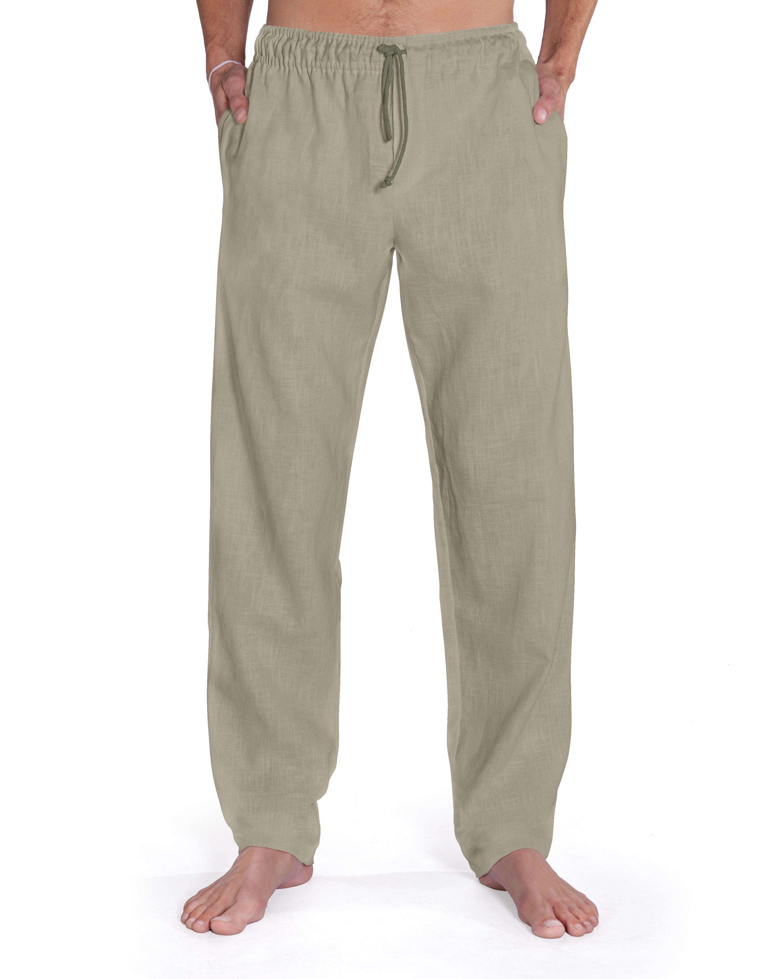 SCHAZAD oliv Chino Leinenhose