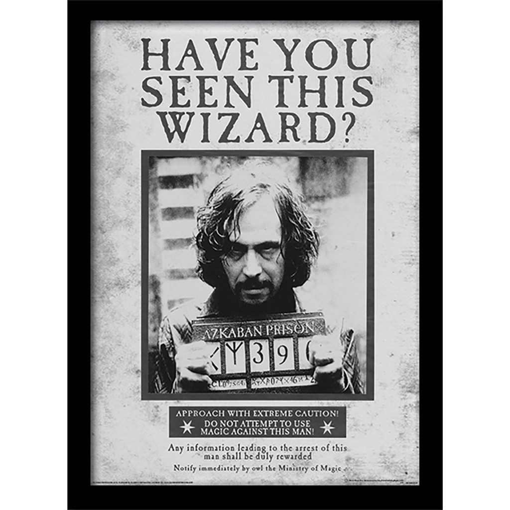 Harry Potter Bild mit Rahmen Sirius Black Wanted Poster, Gerahmtes Bild Kunstdruck Azkaban