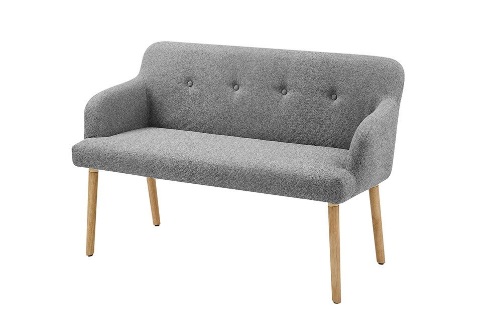 riess-ambiente Polsterbank SCANDINAVIA MEISTERSTÜCK 115cm grau/natur - Massivholz, mit Armlehne (Einzelartikel, 1-St), Nordische Sitzbank - ideal für Esstisch, Küche oder Wohnbereich