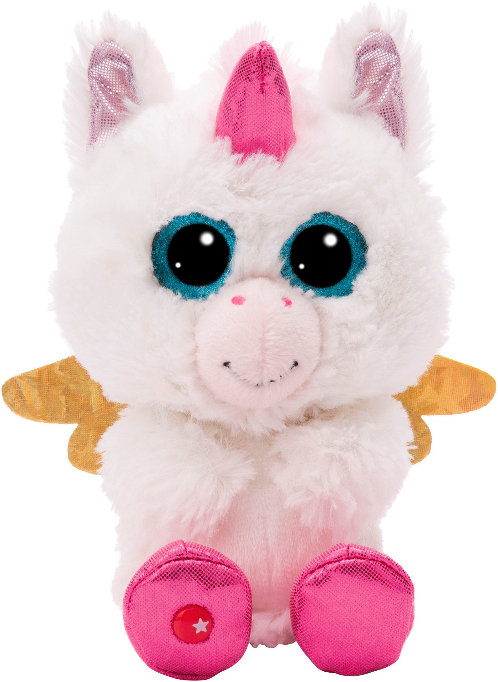 Nici Kuscheltier Glubschis, Einhorn Glowy Kaddi, 15 cm schlenkernd