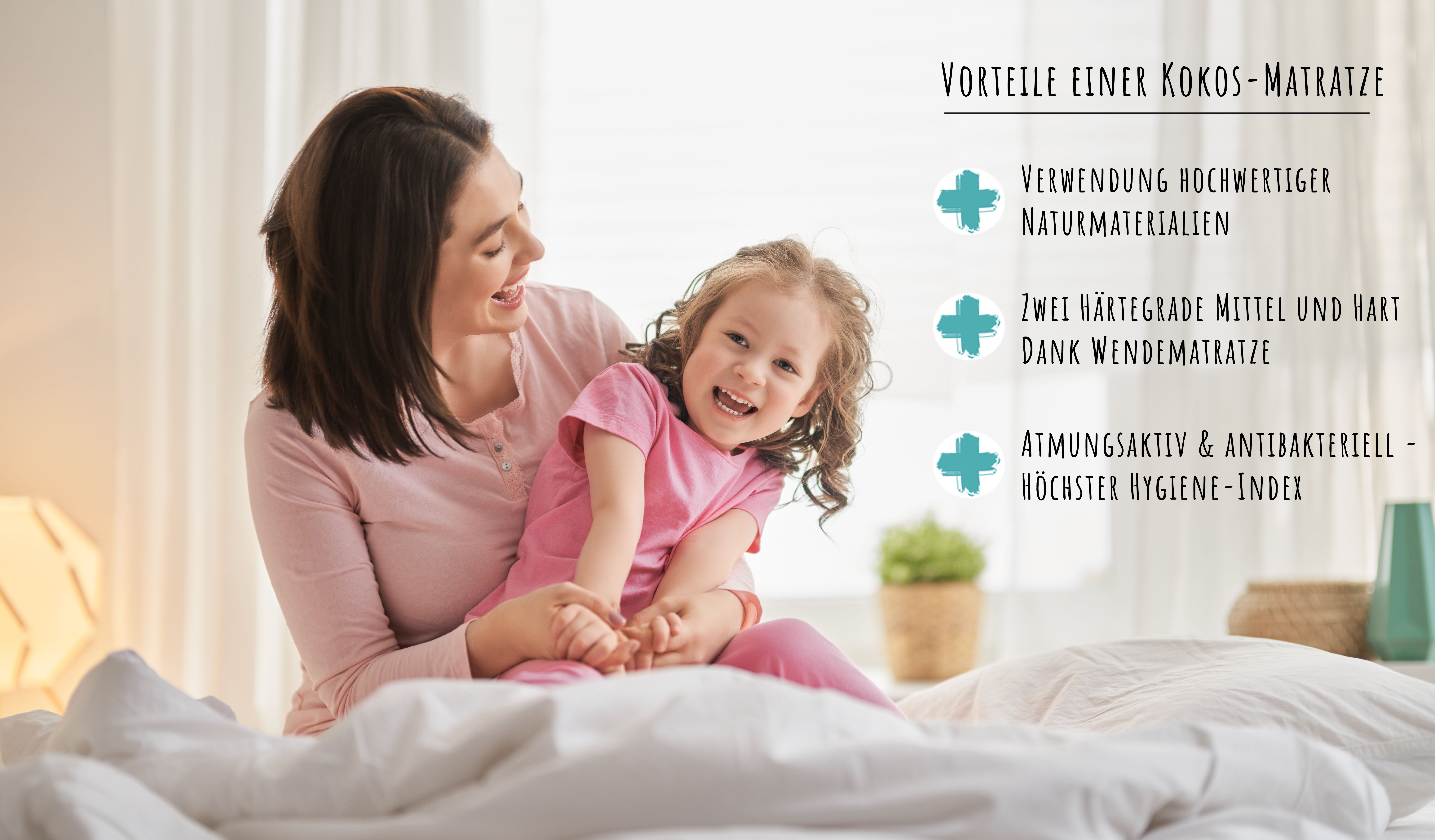 Kindermatratze KOKOS mit gestepptem Aloe Vera-Bezug, Kids Collective, 10 cm hoch, Babymatratze 60x120I70x140I80x160I80x180I90x200