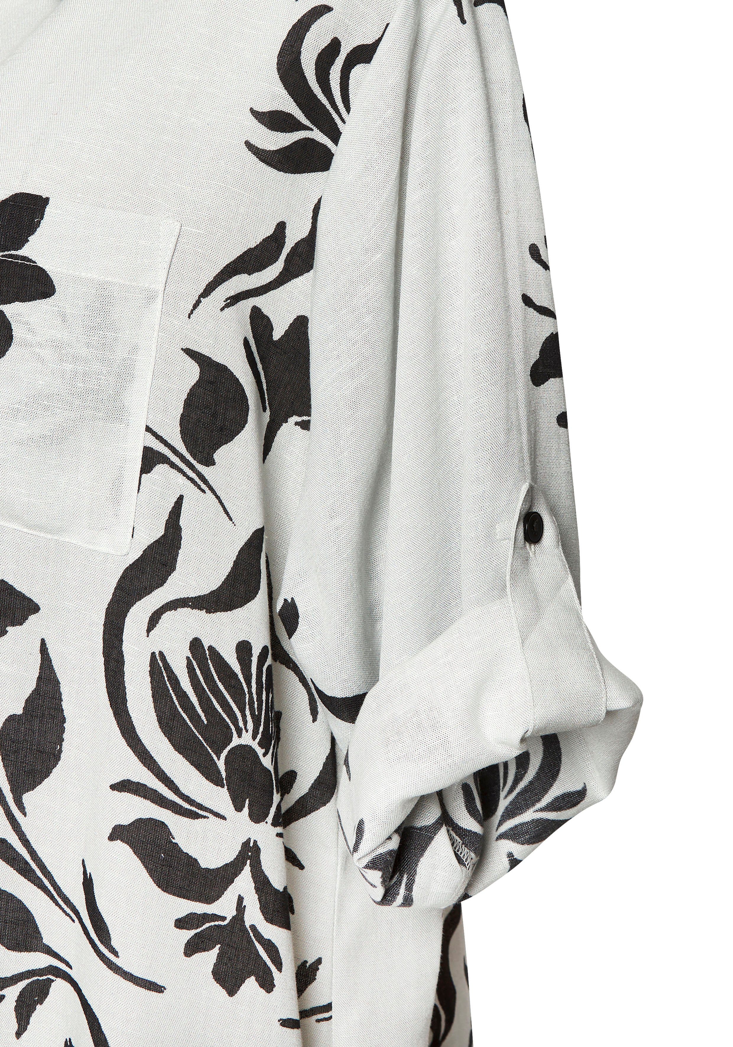 LASCANA Longbluse aus leichter Webware mit Leinenanteil und Alloverdruck kurzes Strandkleid, luftiges Blusenkleid, lockeres Tunikakleid, Sommer – Bild 5 von 5