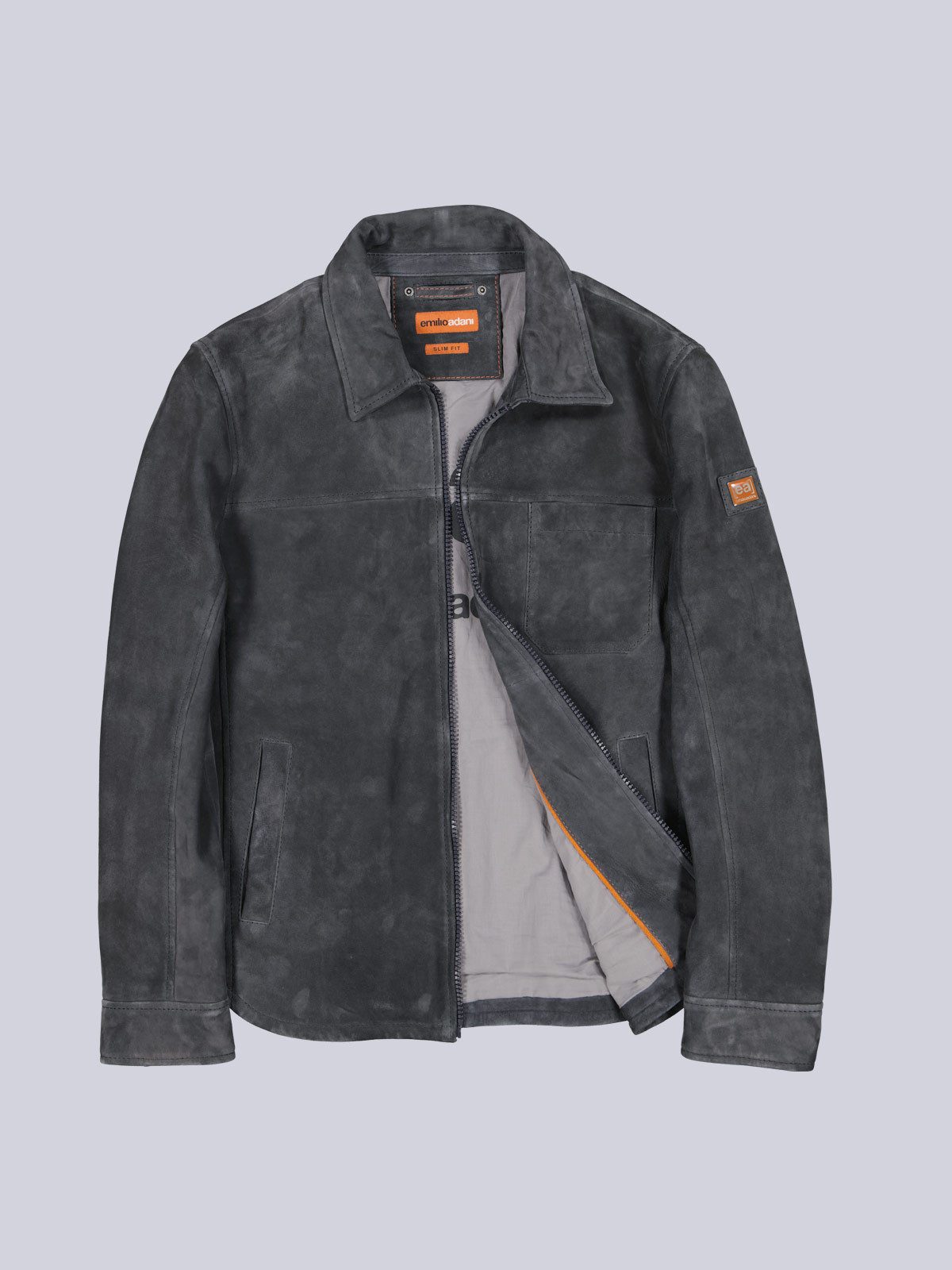 emilio adani Lederjacke Herren Lederjacke aus Veloursleder, Saphirblau – Bild 5 von 5