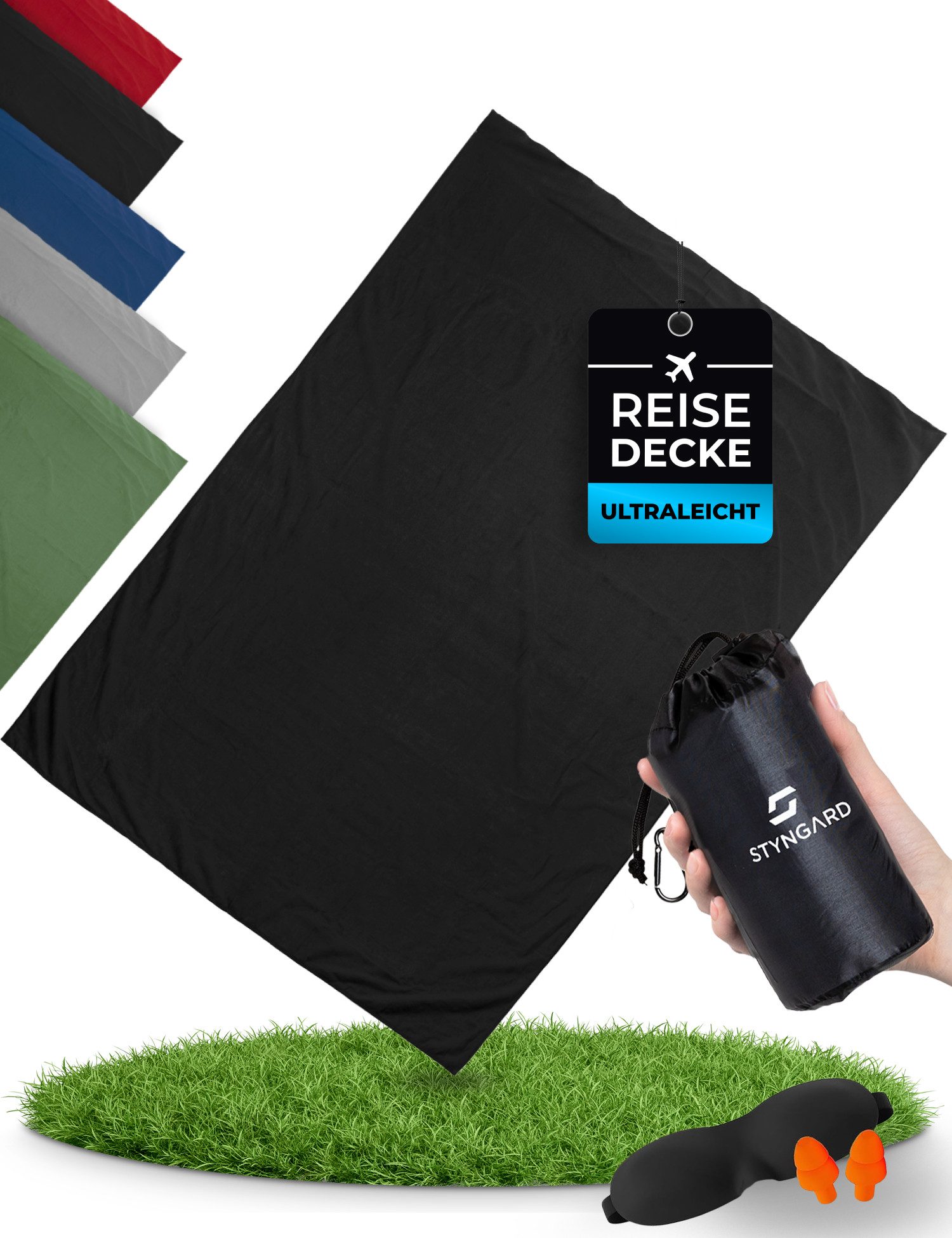 Outdoordecke Ultraleichte Reisedecke kleines Packmaß aus 100% Baumwolle [200 g], Styngard, - Campingdecke leicht