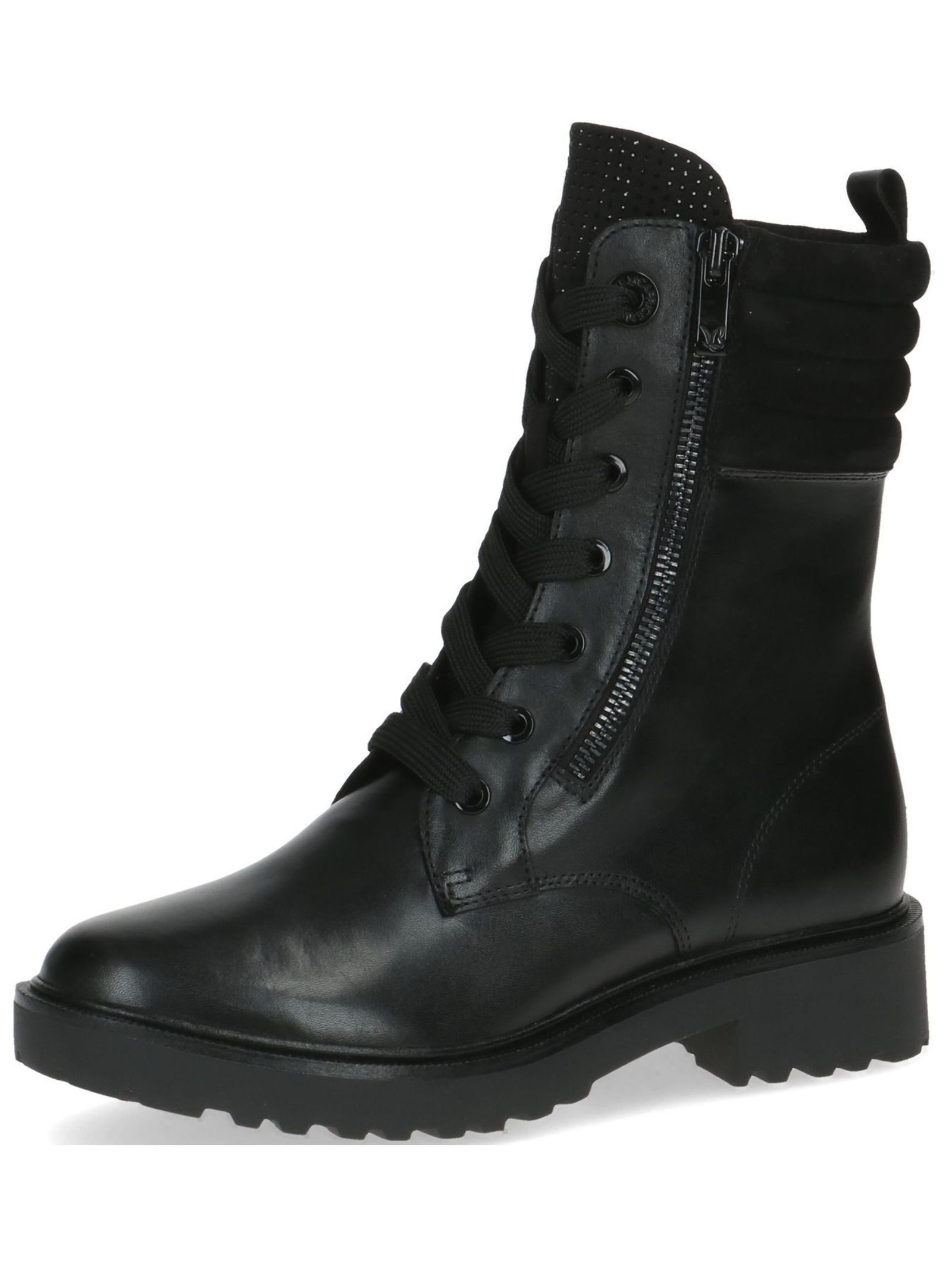 Stiefelette Leder/Textil . Schnürstiefelette