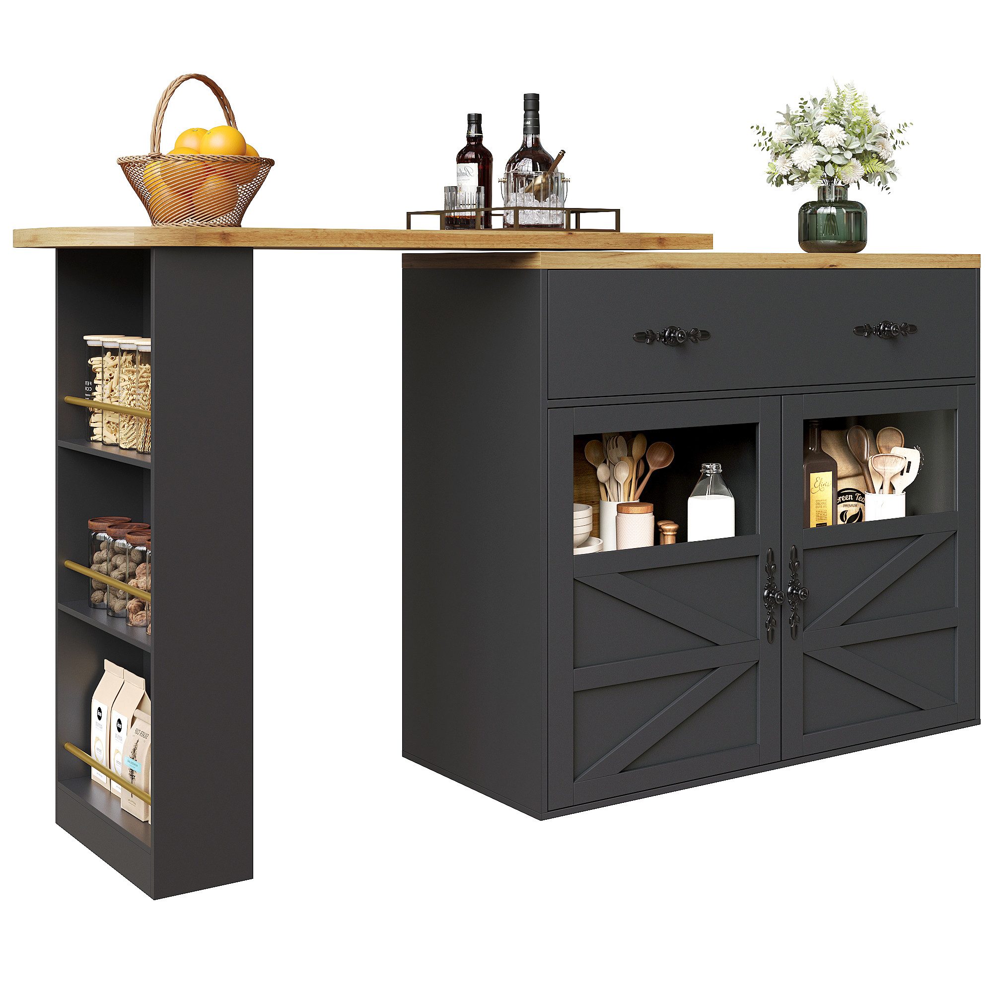 i@home Bartisch Essbar,Kücheninsel,Bistro Table,weiß /schwarz (Packung günstig online kaufen