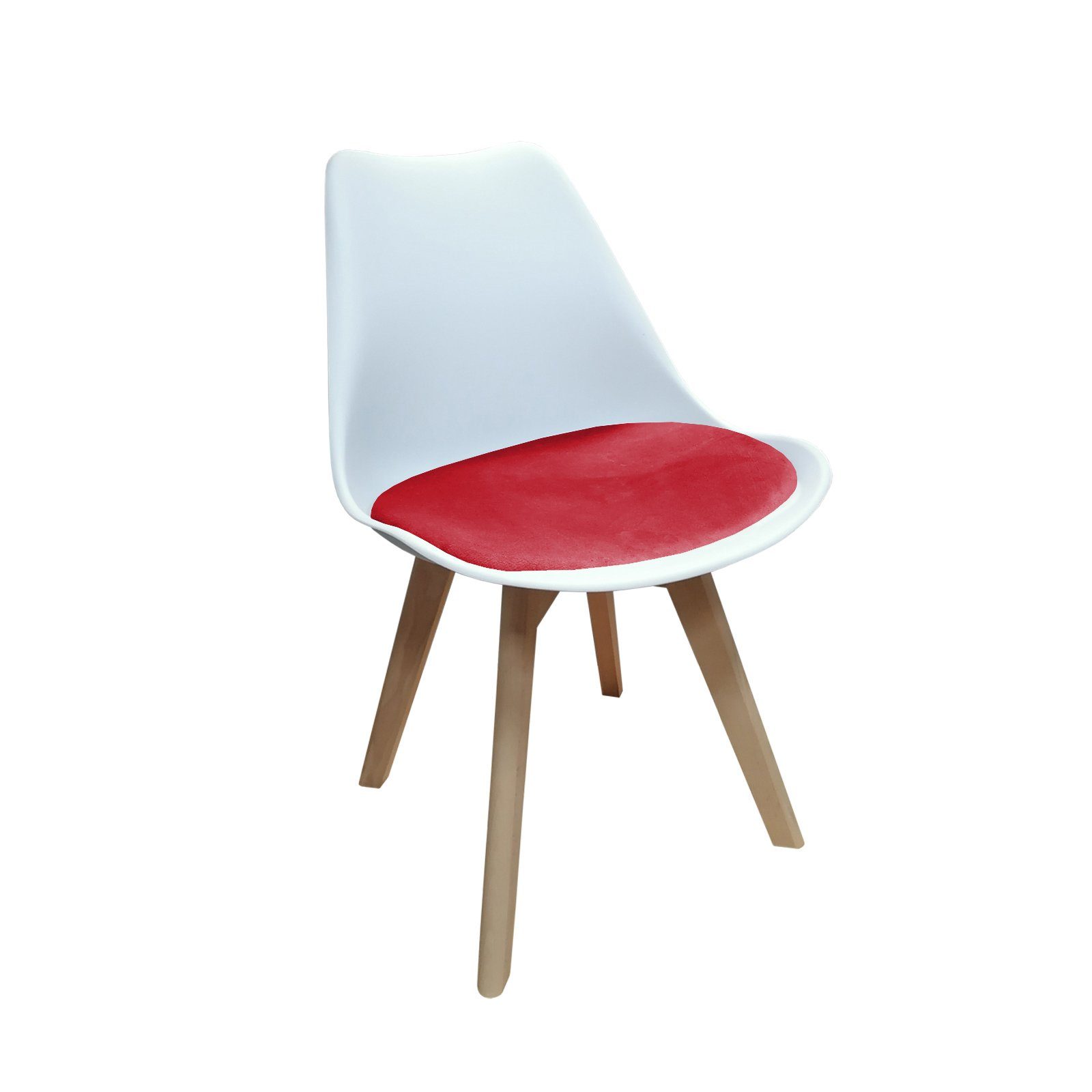 HTI-Living Esszimmerstuhl Stuhl Atlanta Weiß, Velvet Rot (Einzelstuhl, 1 St), Esszimmerstuhl Samt