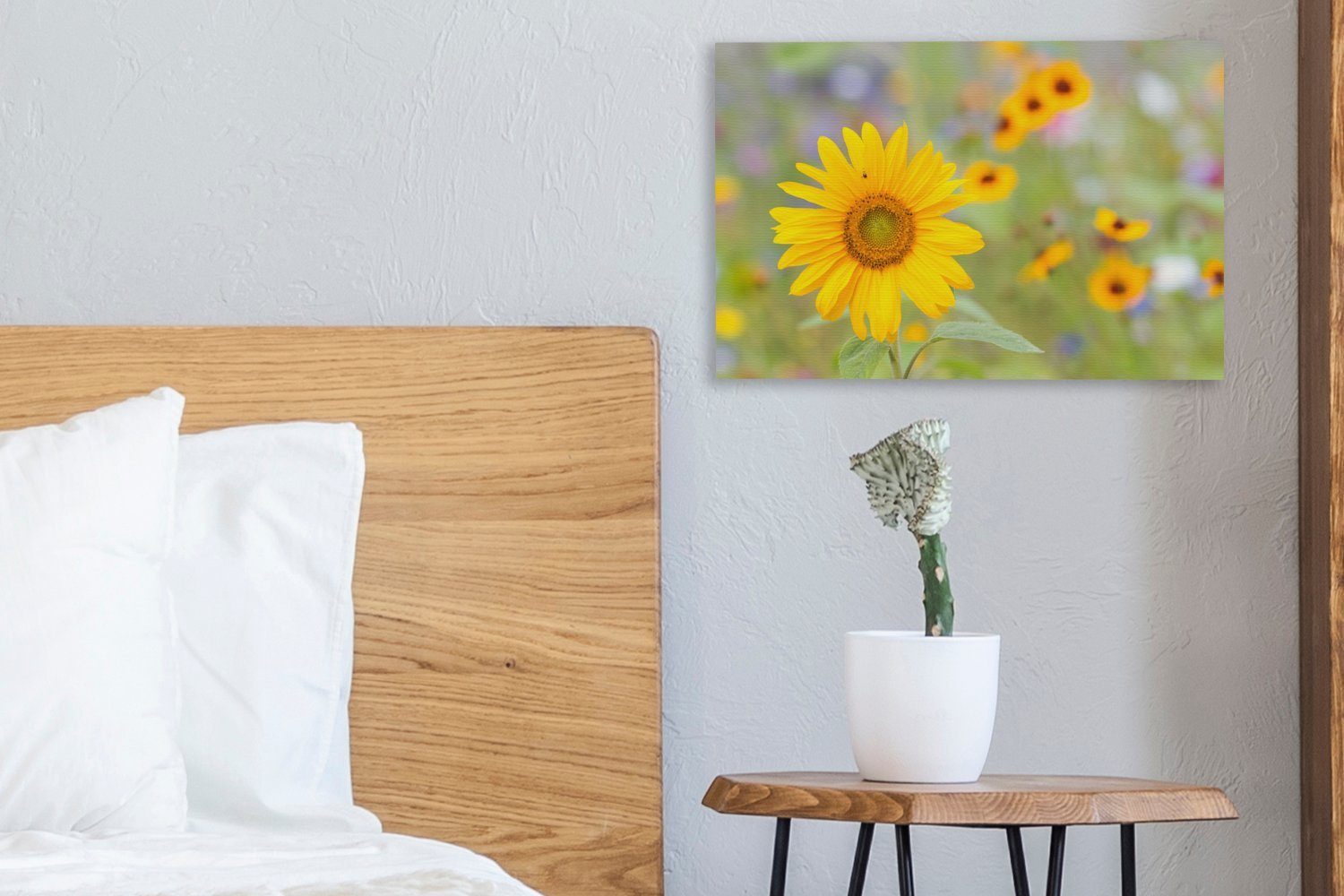 OneMillionCanvasses® Leinwandbild Blumen - Sonnenblume cm St), Aufhängefertig, Gelb, Wandbild 30x20 - Leinwandbilder, bunt Wanddeko, (1