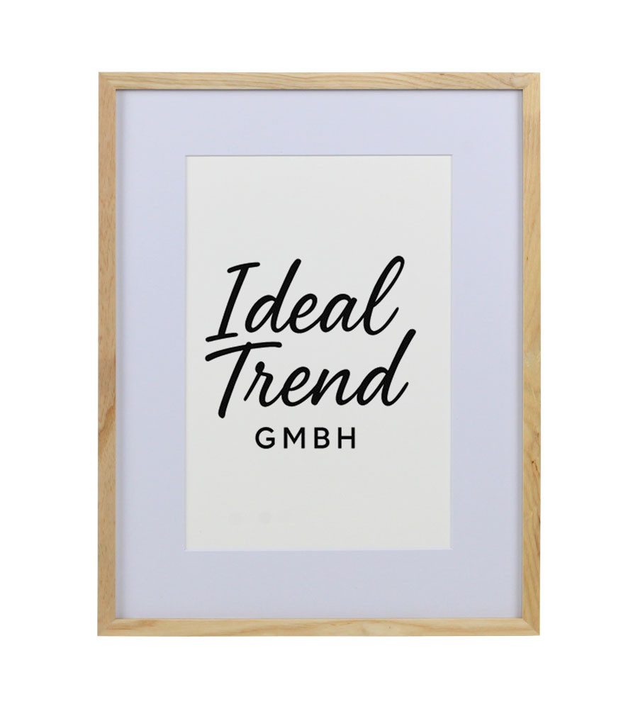 IDEAL TREND Bilderrahmen Bilderrahmen Massivholz Eiche mit Passepartout & gehärtetem Echtglas O, für 1 Bilder (1 St), Eichenholz Bilderrahmen mit Passepartout und gehärtetes Glas