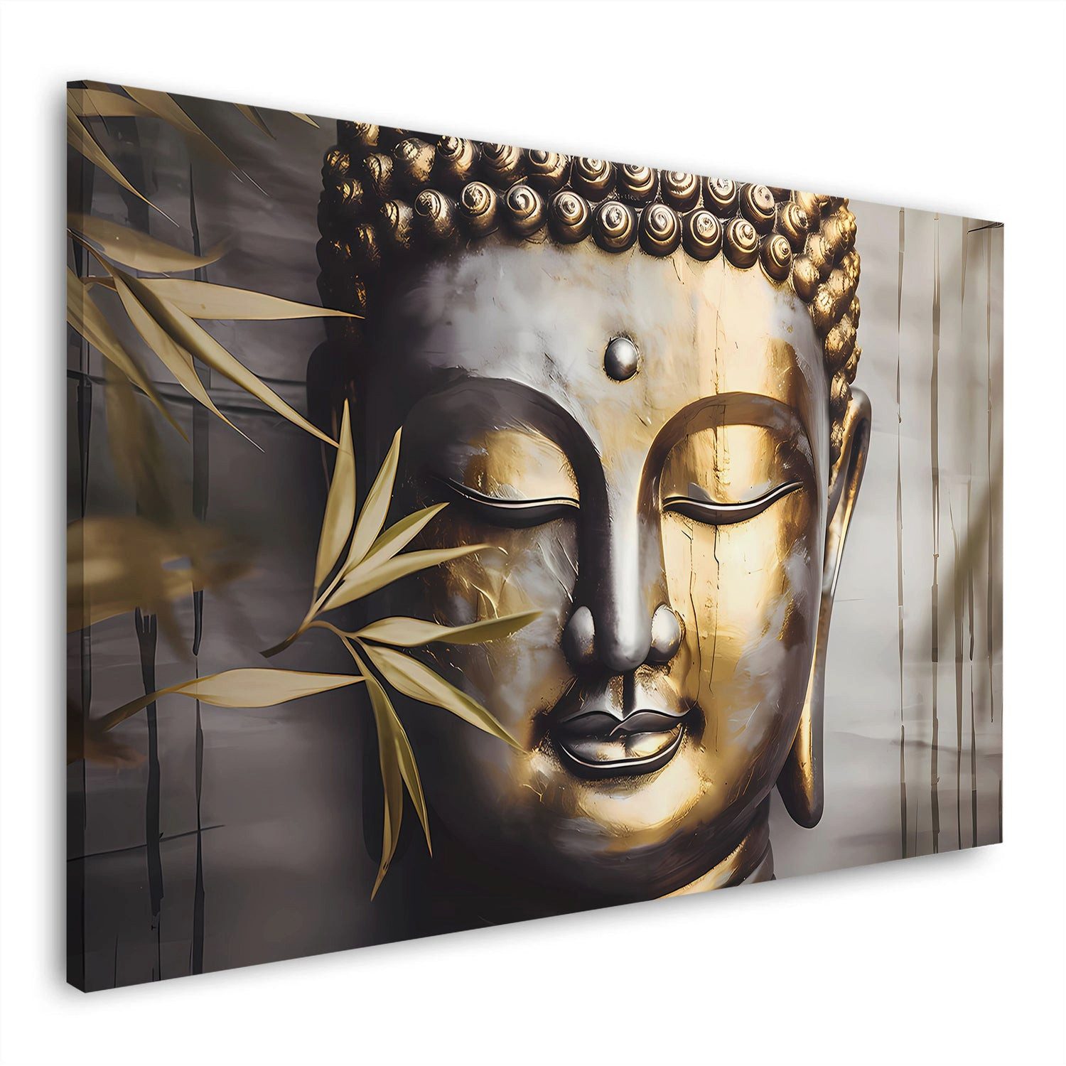 Artedinoi Leinwandbild Goldener Buddha Zen Gesicht Wandbild Leinwandbild Kunstdruck XL Wandde, Goldener Buddha, Zen