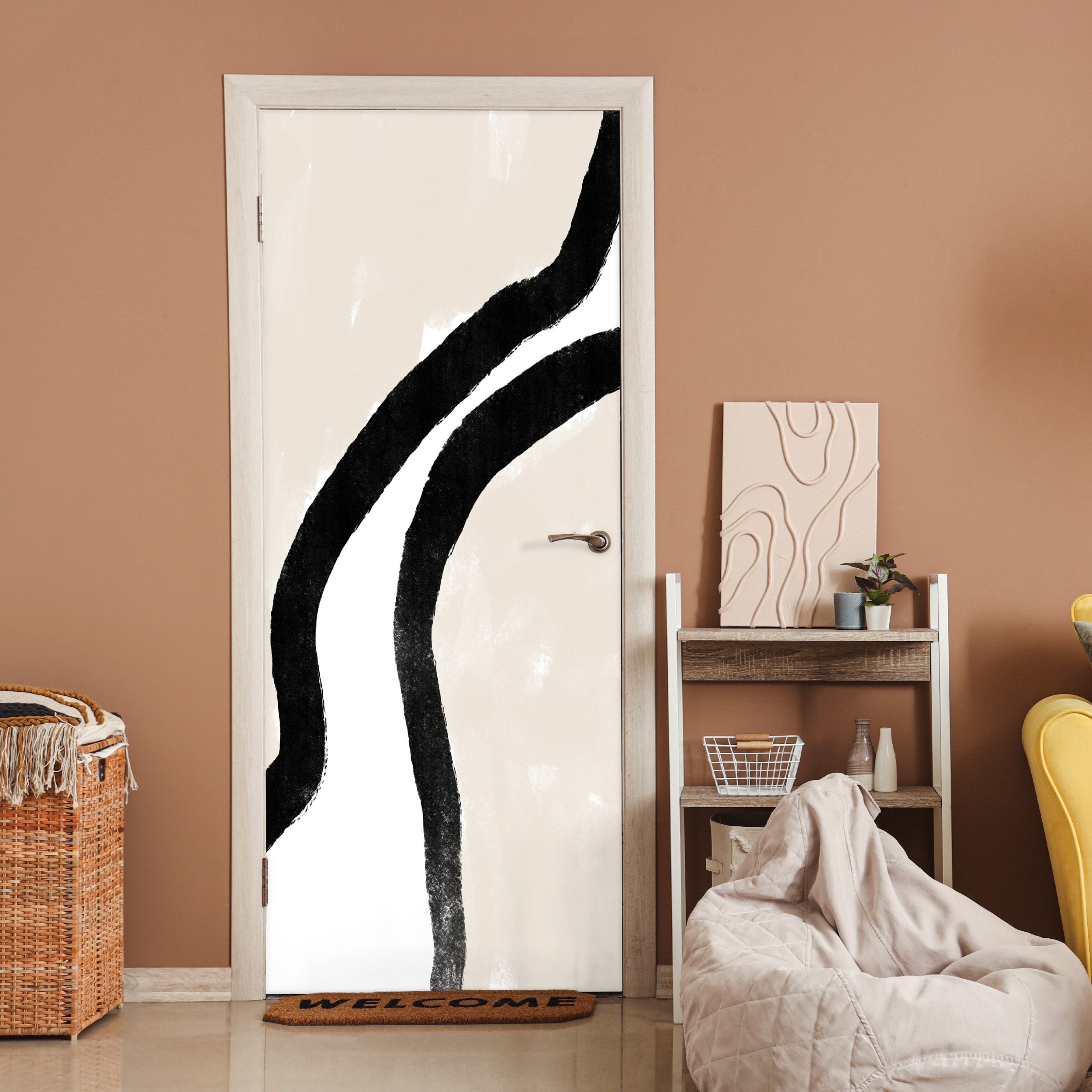 MuchoWow Türtapete Abstrakt - Linie - Design - Pastell, Matt, bedruckt, (1 günstig online kaufen