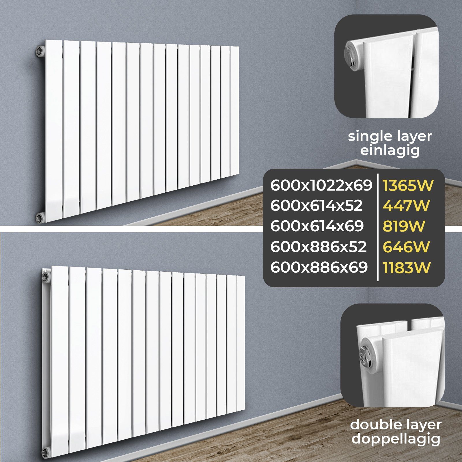 Aquamarin Designheizkörper Design Heizkörper - Einlagig/Doppellagig, günstig online kaufen