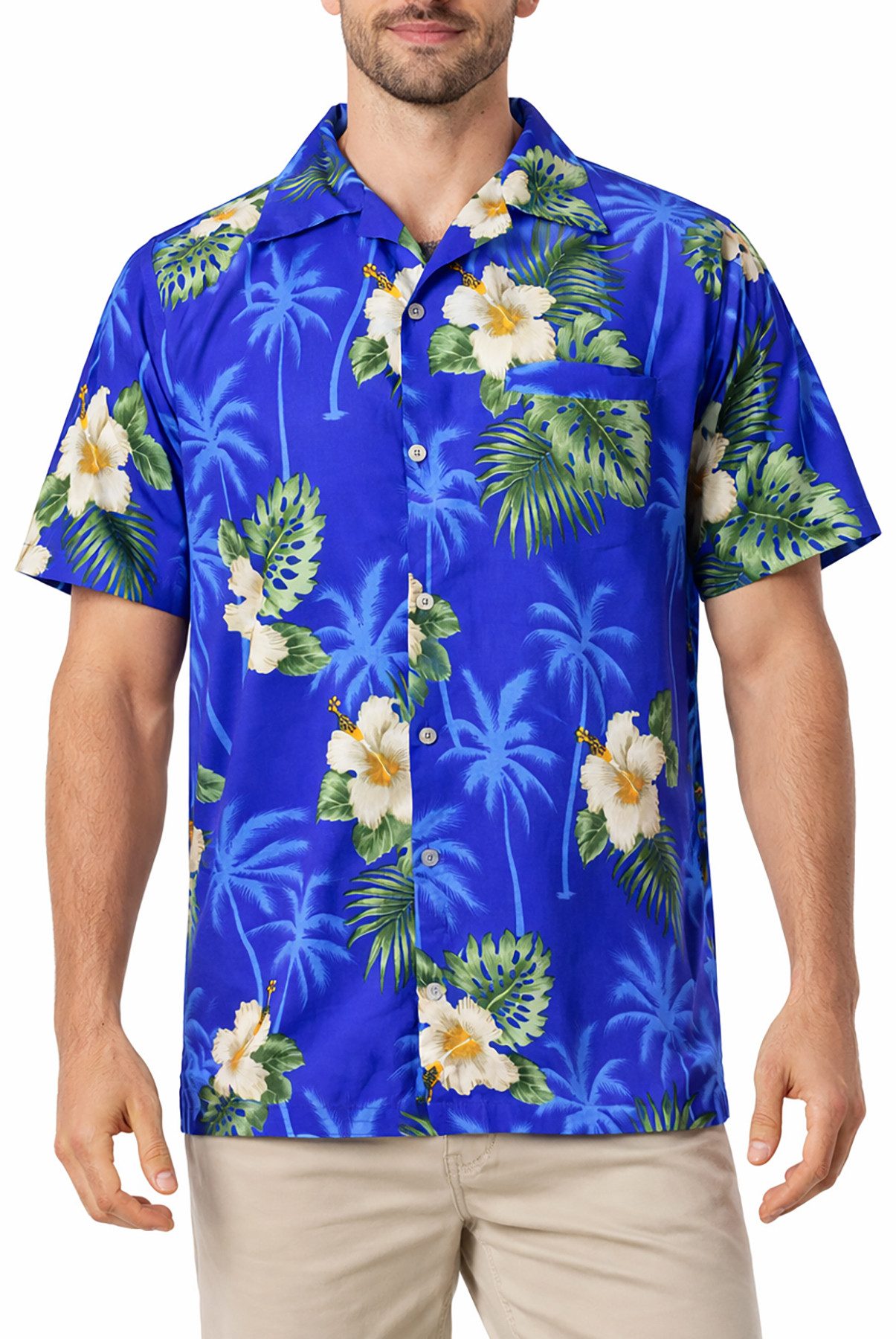 King Kameha Hawaiihemd "Small Flower" Funky Hawaii-Hemd Herren Kurzarm Fronttasche Sommerhemd
