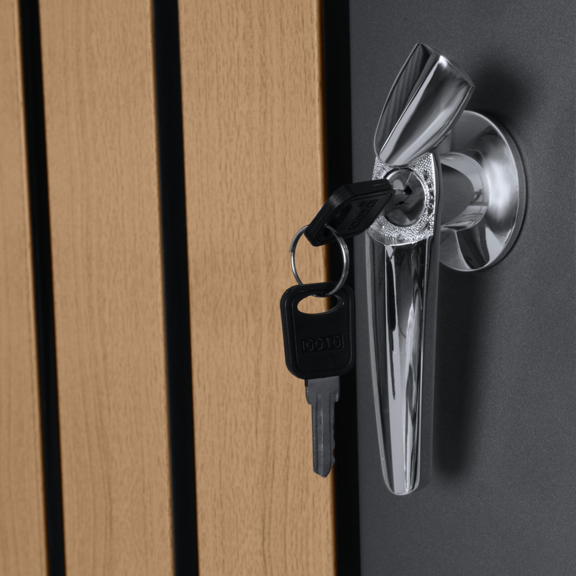 Zelsius Mülltonnenbox mit Pflanzdach, für 2 Mülltonnen, Anthrazit RAL 7016, Tür Holzoptik