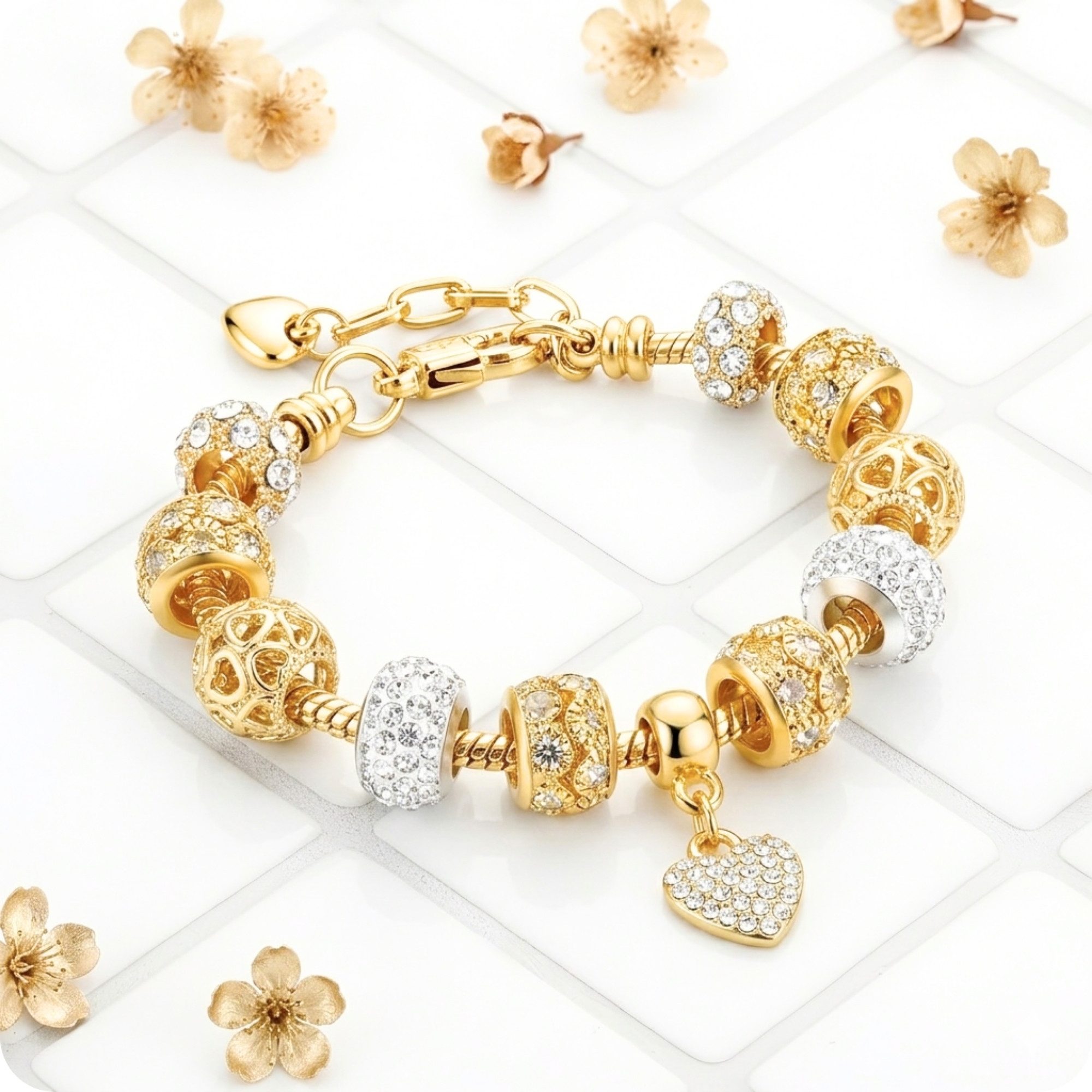 YouBella Charm-Armband Kristall Armreif Blau Silberplattiert Elegant Für Damen (Set, Modischer Kunstschmuck), Langlebiges Finish, Geeignet für alle Anlässe, Nickel- & bleifrei