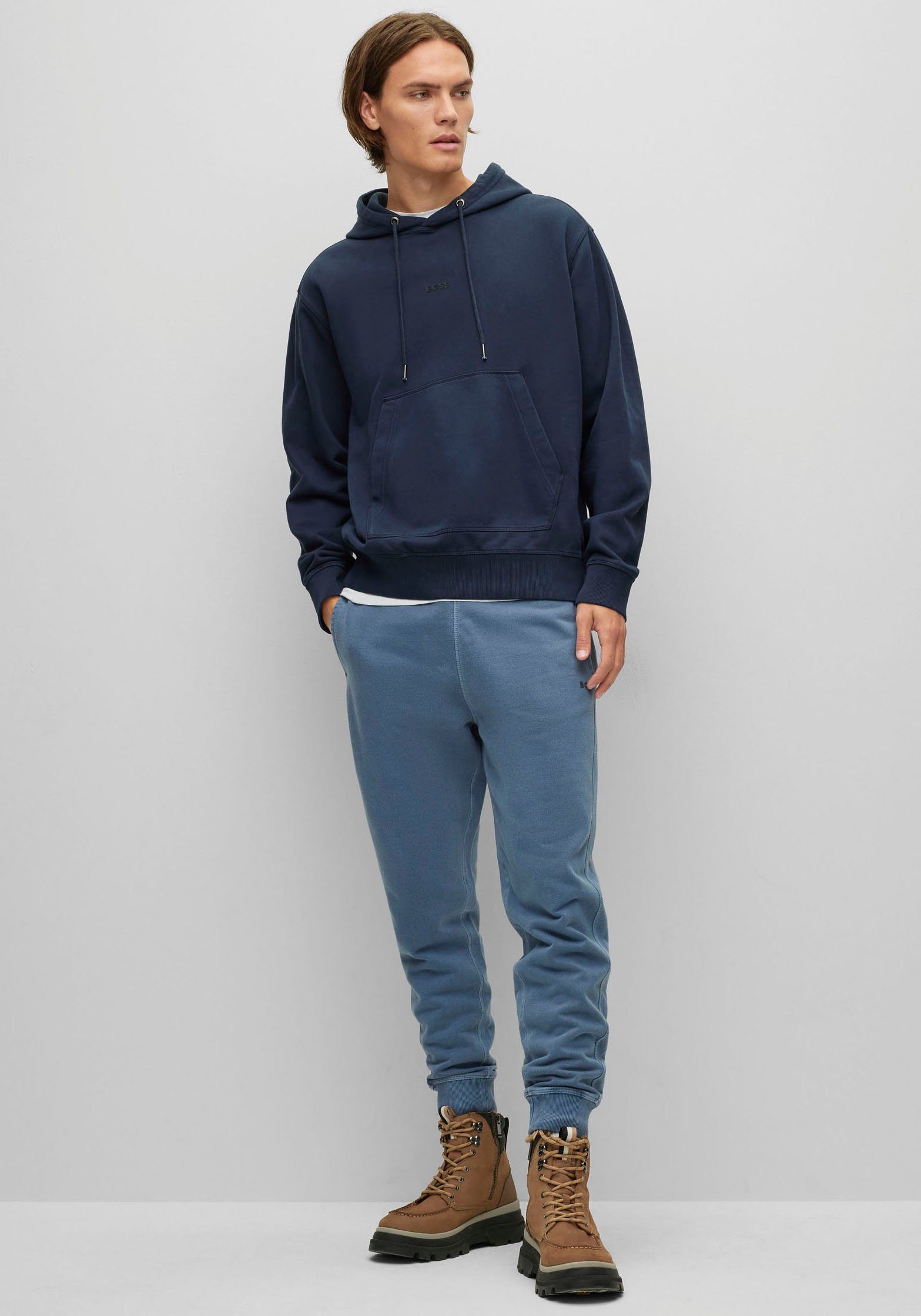 Kapuzensweatshirt seitlichen mit dark_blue404 (1-tlg) ORANGE BOSS Rippeinsätzen