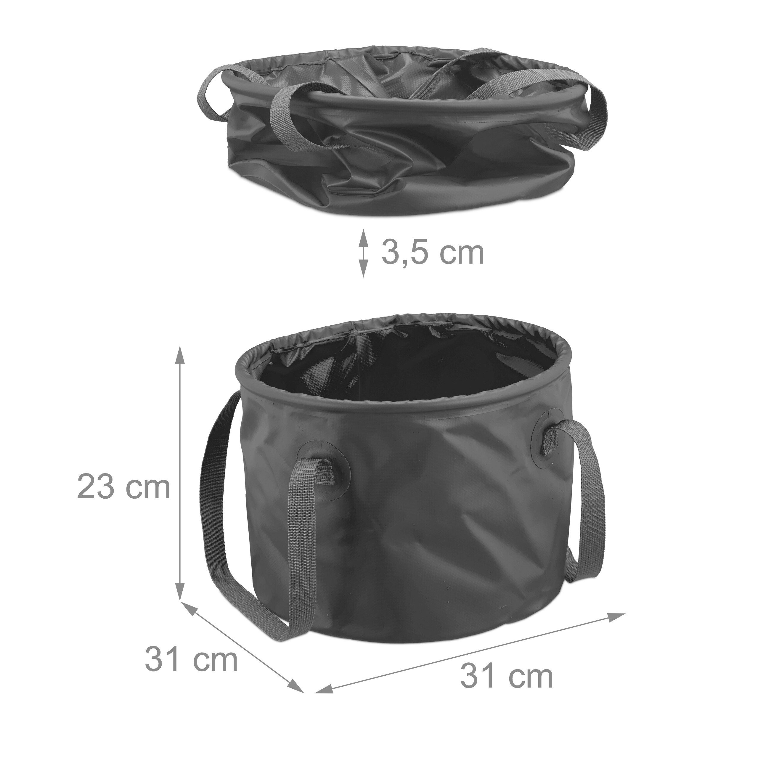 relaxdays Falteimer für Camping 15 Liter, (1-tlg), grau – Bild 4 von 5