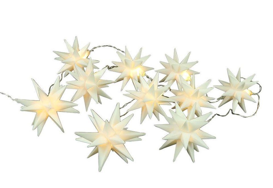 Weihnachts-Lichterkette Timer - weiß LED-Girlande LED mit warm 3D Spetebo Sterne,