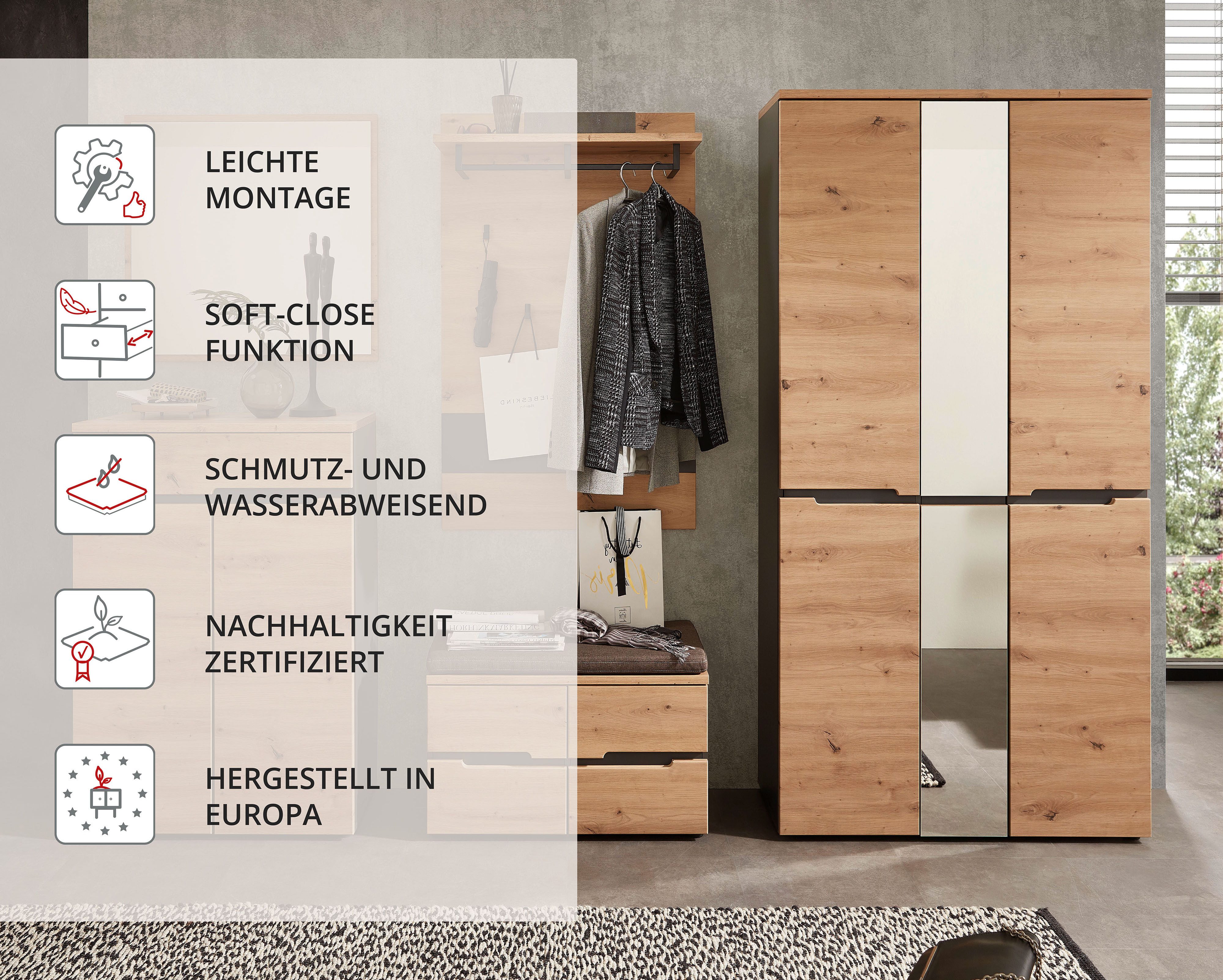 Innostyle Garderoben-Set MEMPHIS, (Komplett-Set, 5-St)