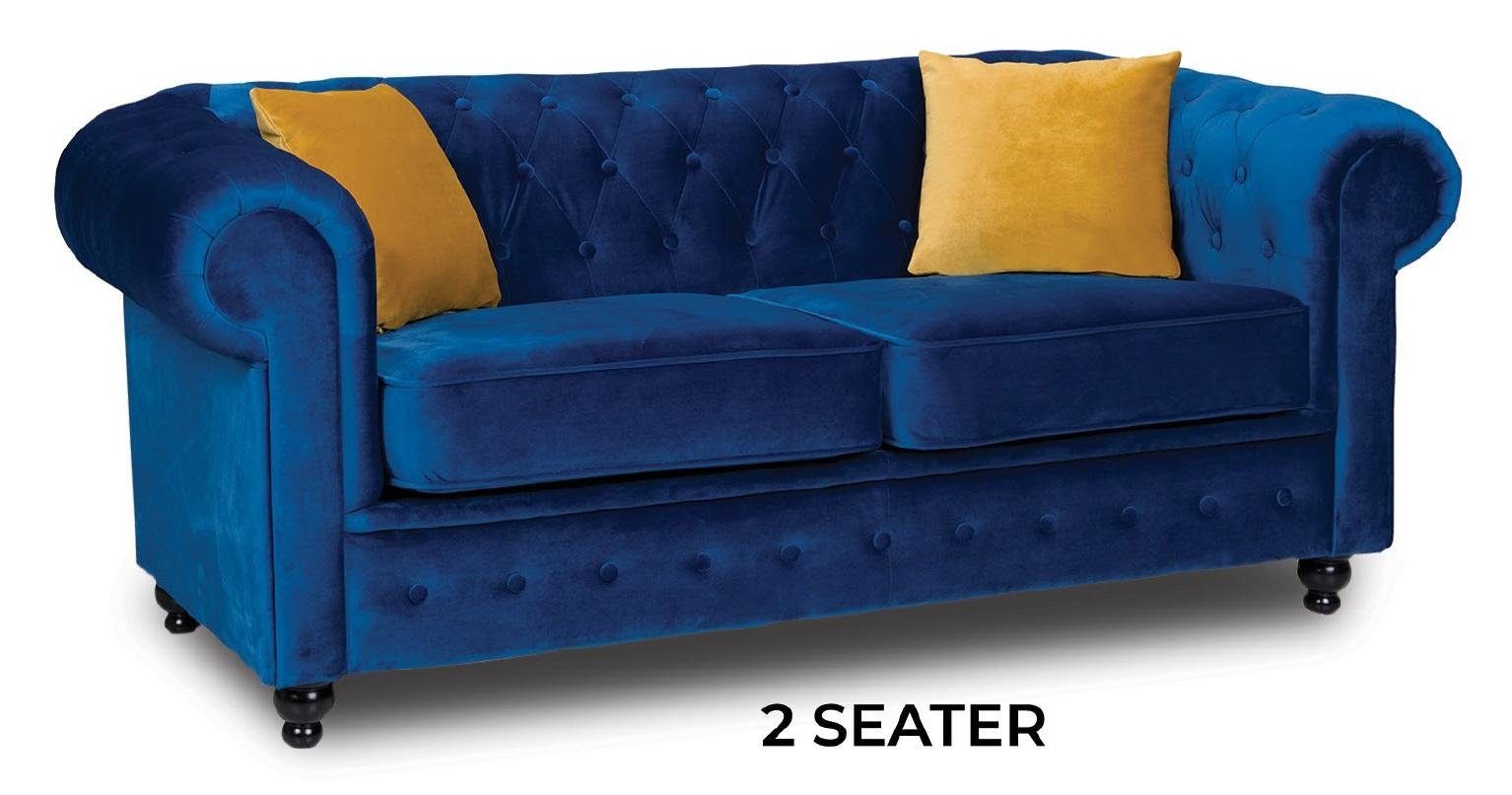 JVmoebel Sofa Blaues Wohnzimmer Chesterfield Sofa Zweisitzer Polstercouch Modern, Made in Europe