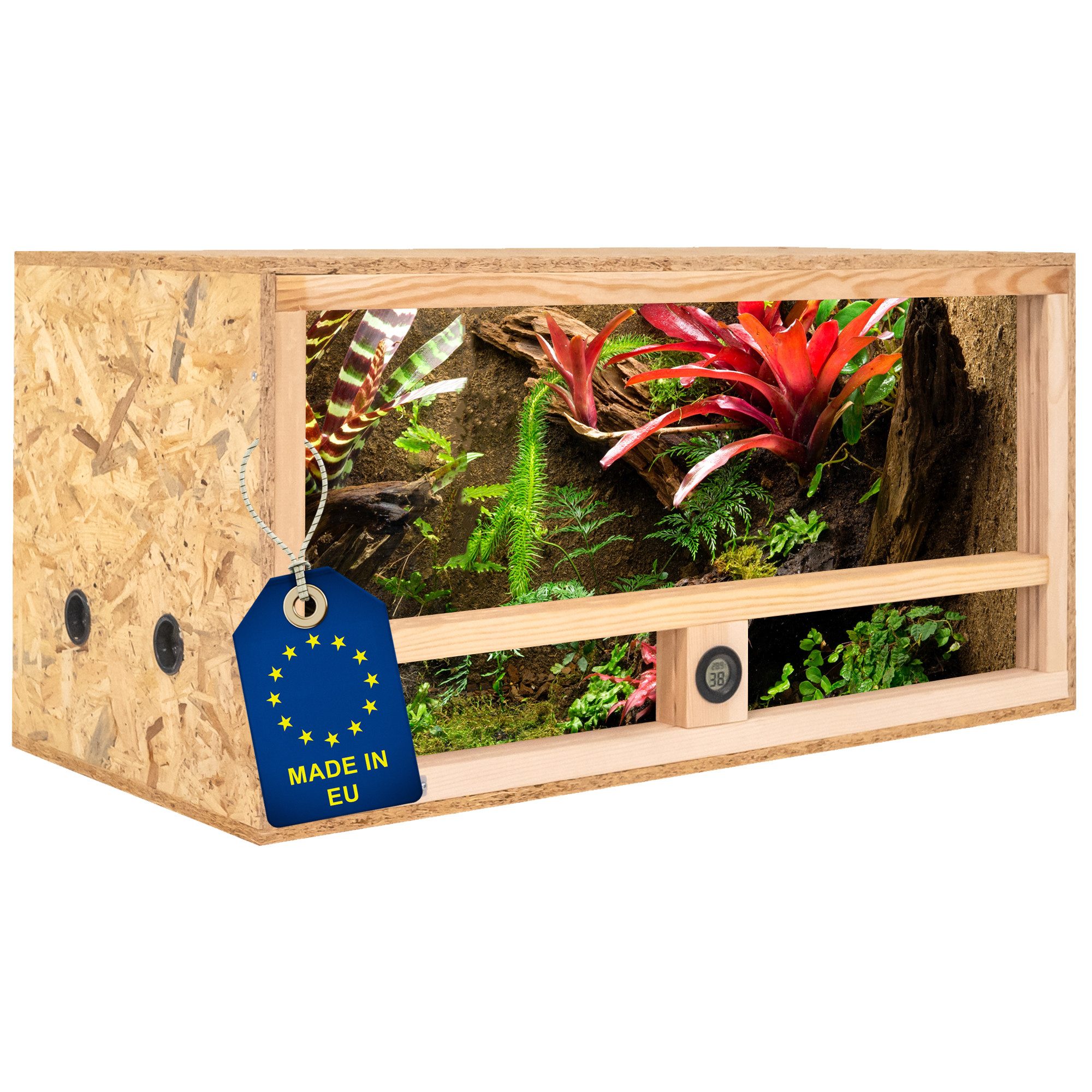 Terrarium Holz Terrarium 80х40х40 mit Seitenbelüftung & Integriertem Hygrometer