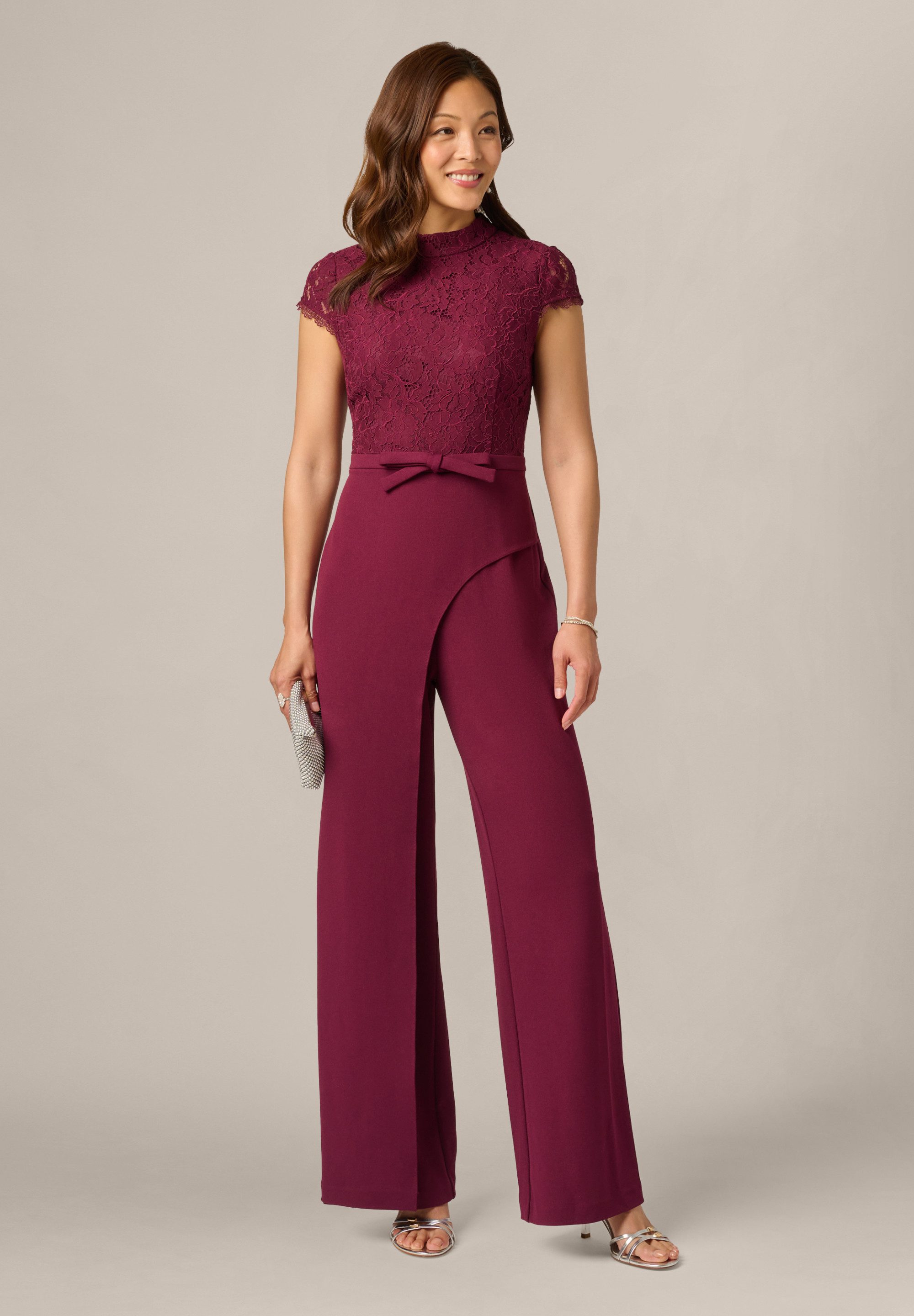 Adrianna Papell Jumpsuit Combo Crepe Jumpsuit Klassischer, eleganter und moderner Jumpsuit mit weitem Bein
