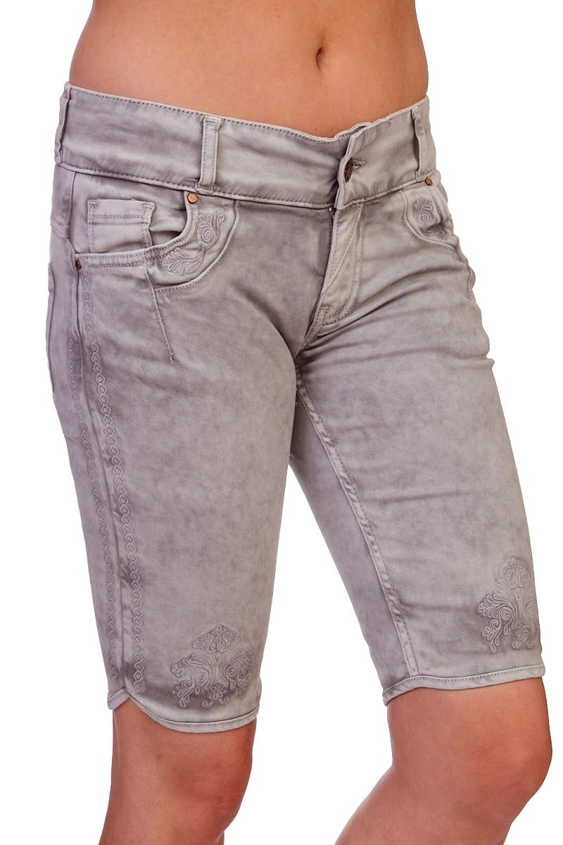 Hangowear Trachtenjeans Trachtenjeans Damen - HENDRINA BERMUDA - hellgrau, schlamm