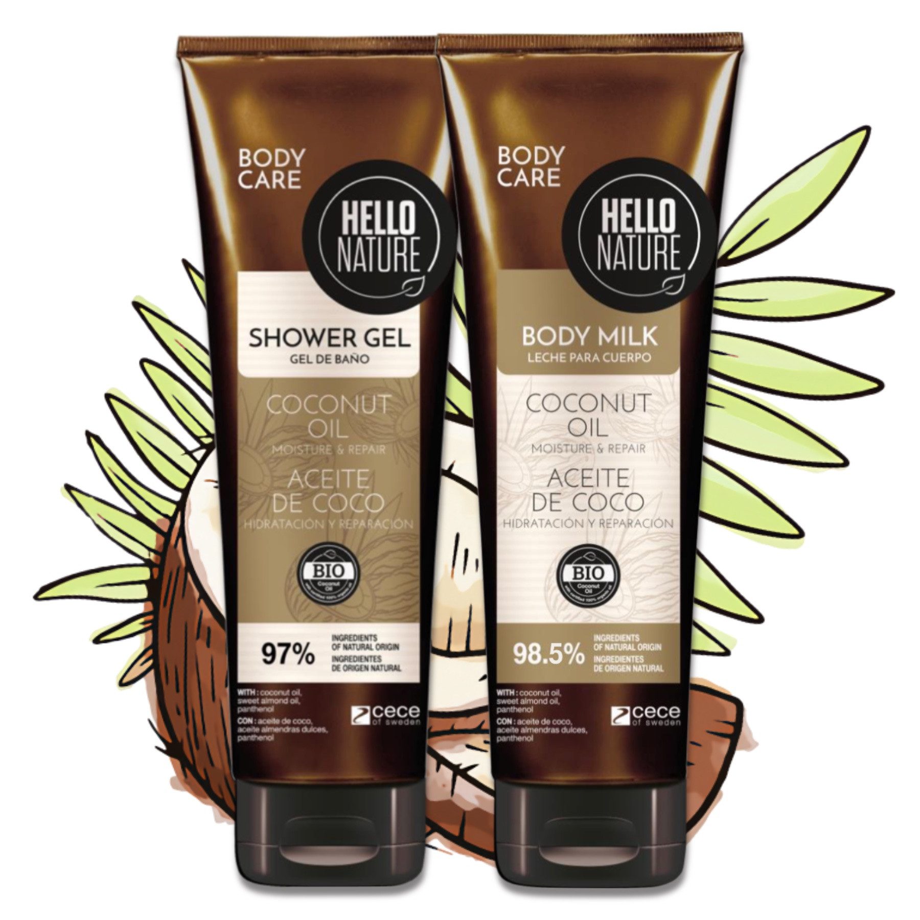 P-Beauty Cosmetic Accessories Уход за кожей-Set Kokosnussöl Körperpflege Set Duschgel Body Butter Milk Öl BIO Set, Körperpflege Set, Уход за кожей, Hello Nature