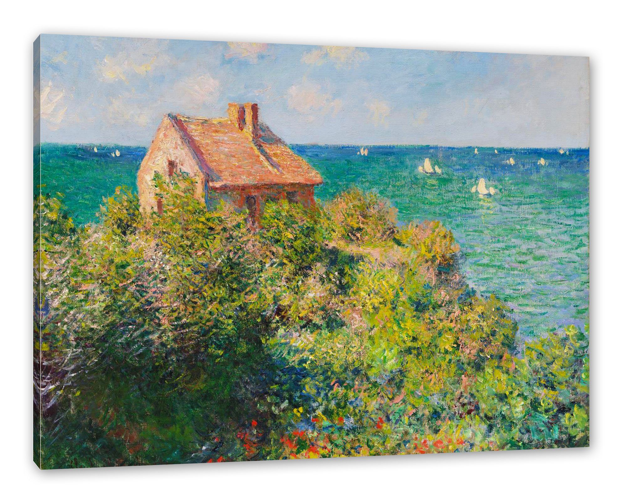 Pixxprint Leinwandbild Claude Monet - Fischer-Häuschen günstig online kaufen