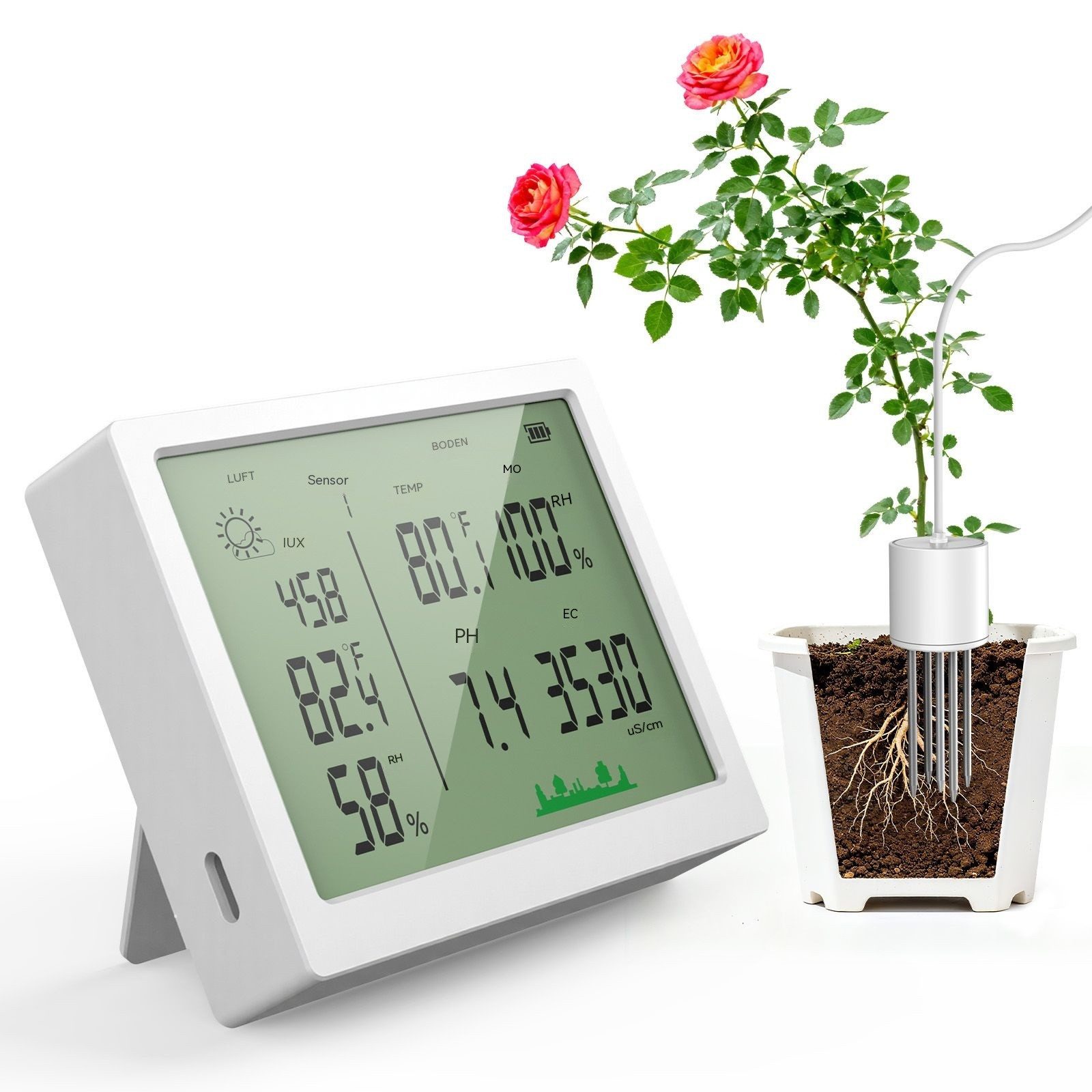 EXTSUD Feuchtigkeitsmesser 7-in-1 Boden Feuchtigkeits- & pH-Tester für Garten & Pflanzen