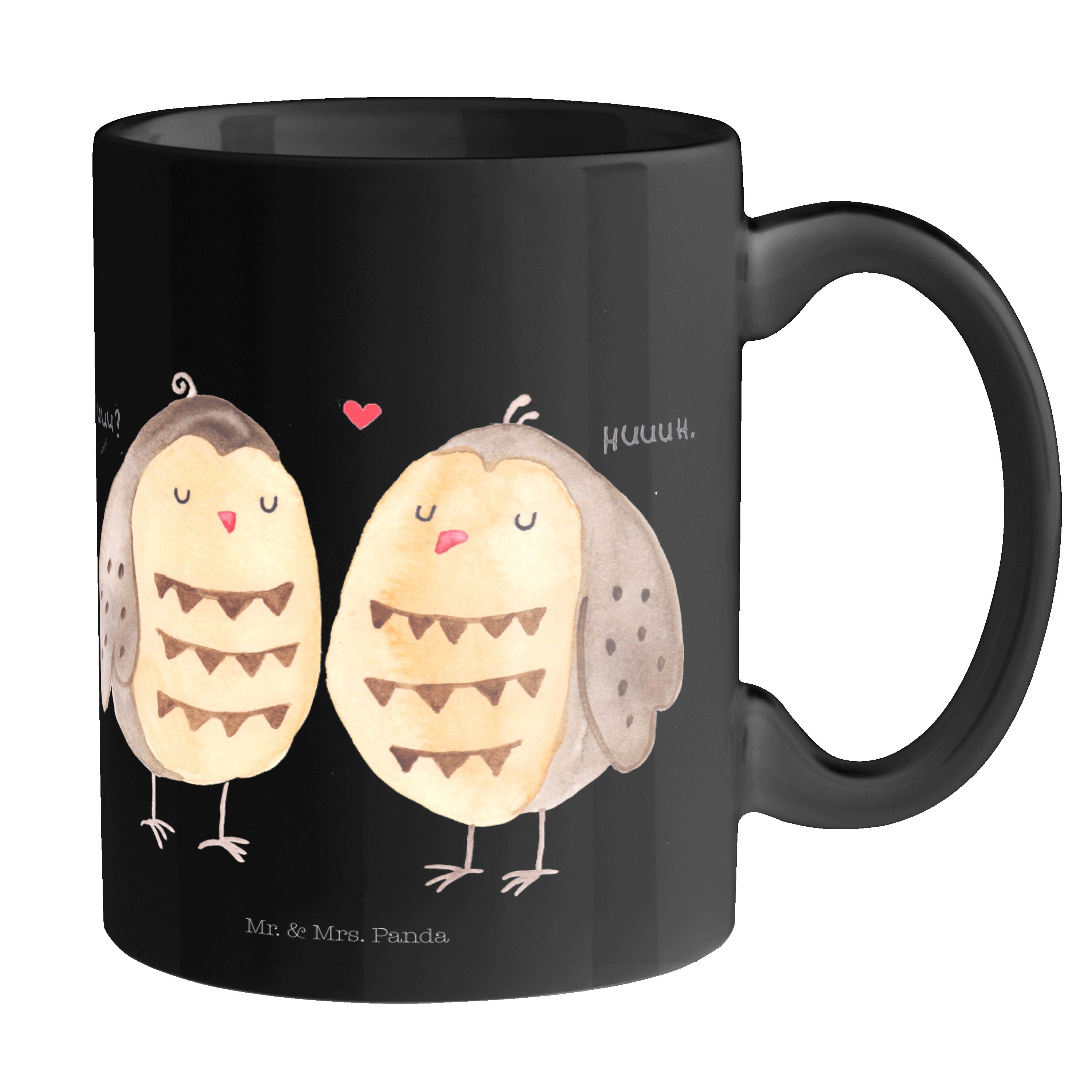 Mr. & Mrs. Panda Tasse »Eule Liebe Schwarz Geschenk, Büro, Hochzeit