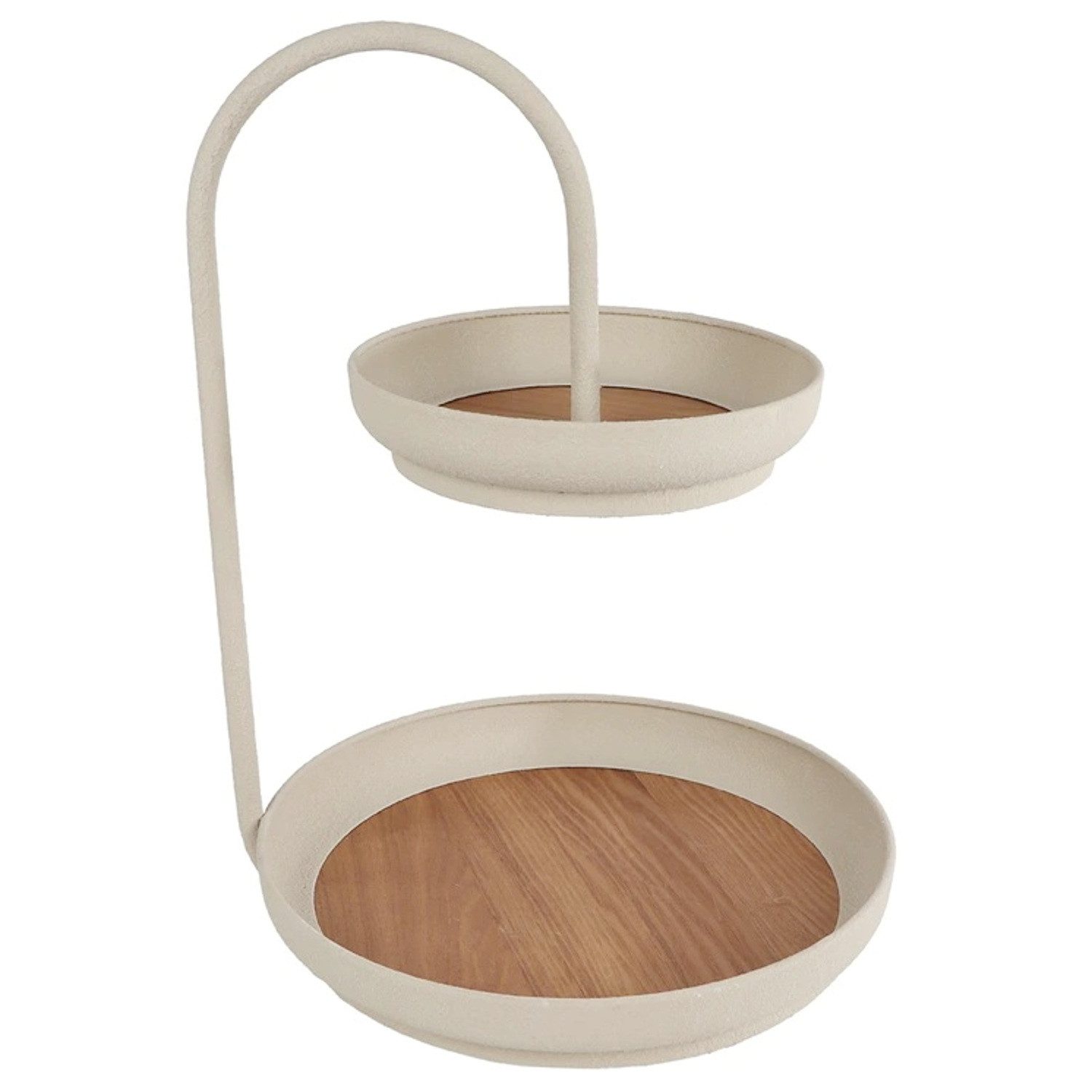 Macosa Home Dekoetagere Holz Metall Creme 40 cm Mangoholz Etagere (1 St., Tischdekoration Aufbewahrung Dekoschale), Modern Servierständer Holzetagere