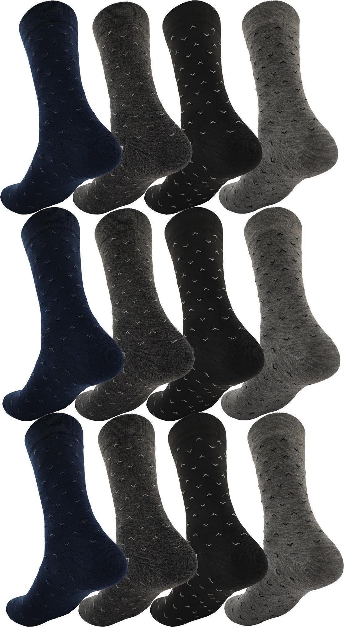 (12-Paar) Form Socken Muster Mix4 Freizeit Paar Herren EloModa klassischer 12 Basicsocken Sport
