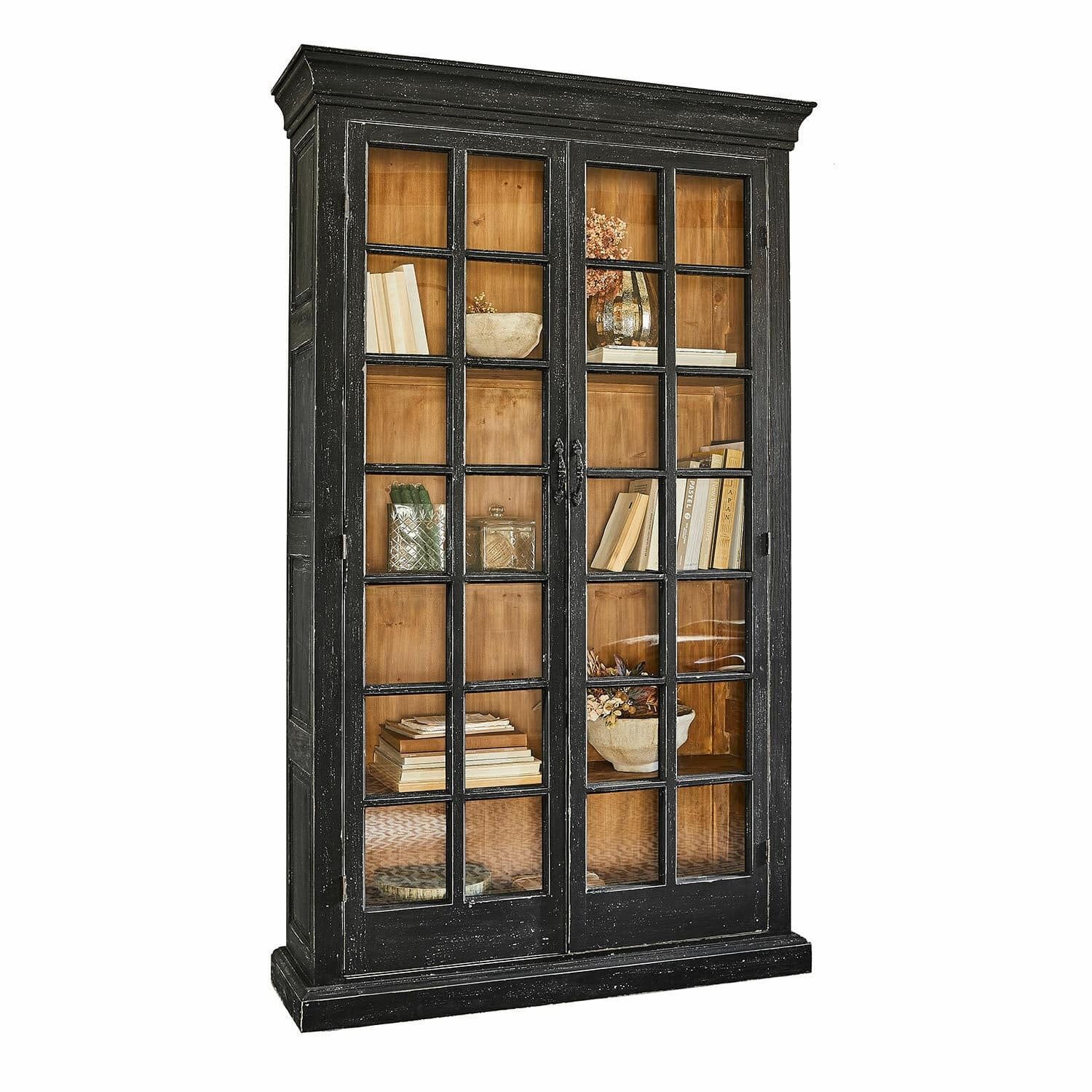 Mirabeau Vitrine Schrank Mervique antikschwarz/braun günstig online kaufen