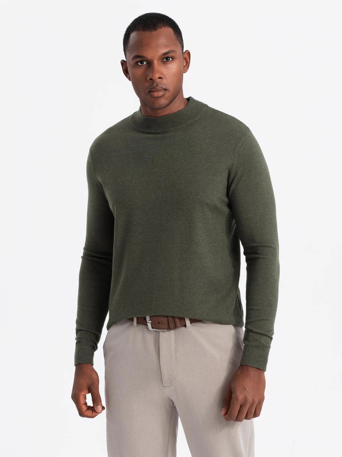 Rollkragenpullover Herren Strickhalbkragenpullover mit Viskose