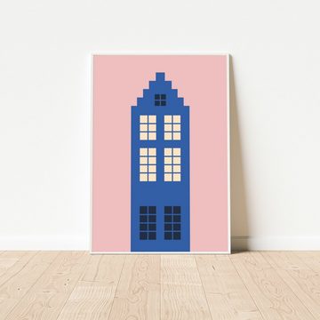 MOTIVISSO Poster Haus Blau/Rosa - Dreamy Dutch Collection