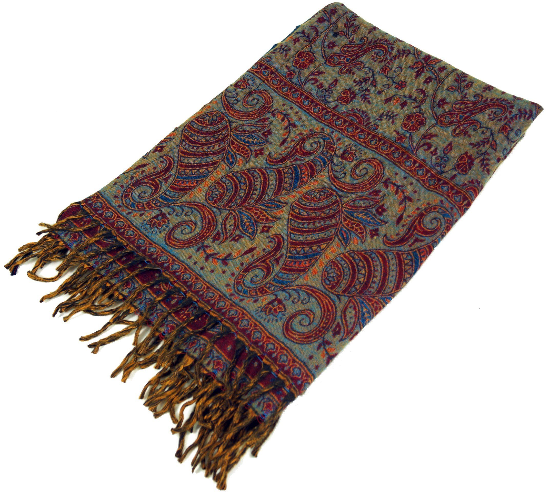 Guru-Shop Halstuch Weicher Schal Stola mit Paisley Muster - weinrot – Bild 3 von 4