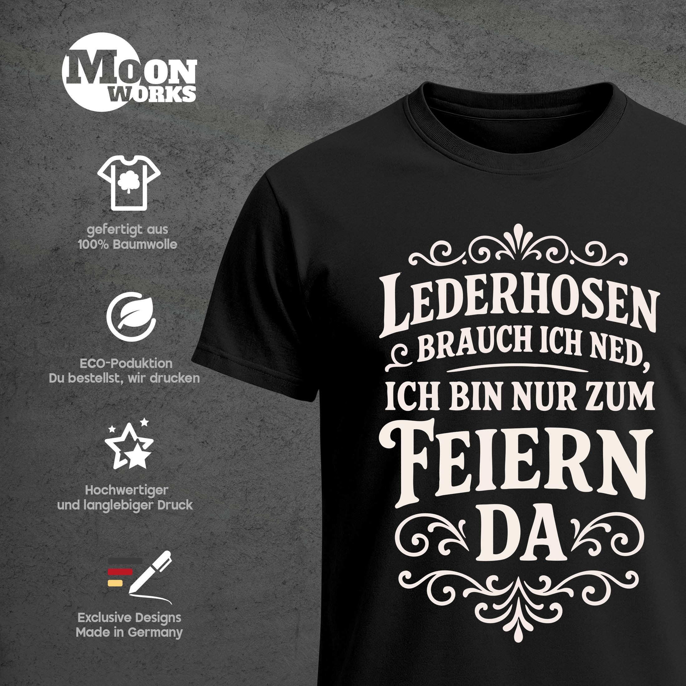 MoonWorks Print-Shirt Herren T-Shirt für das Oktoberfest - Lederhosen brauch ich ned, ich mit Print