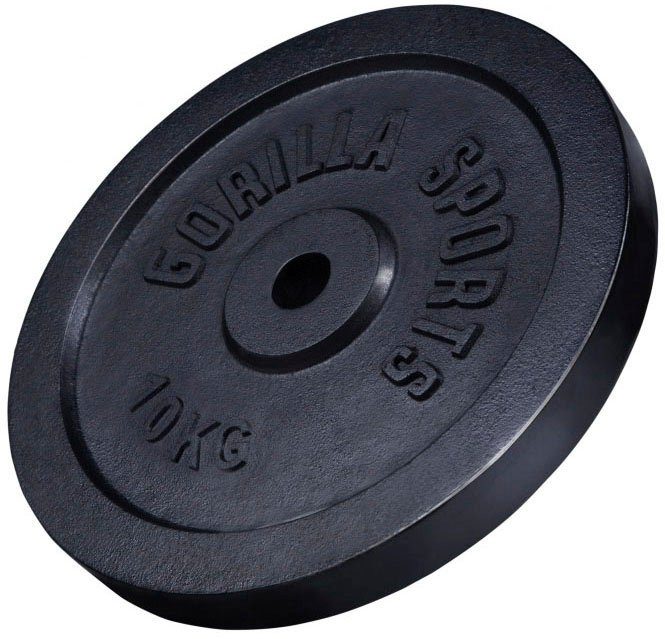 GORILLA SPORTS Hantelscheiben (Set, 2x5 - 30 kg, Gusseisen 4-tlg) Schwarz, 2x10 - kg