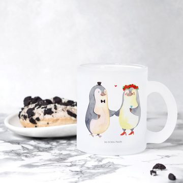 Mr. & Mrs. Panda Teeglas Pinguin Heirat - Transparent - Geschenk, Freund, Tasse, Heiratsantrag, Premium Glas, Edler Aufdruck