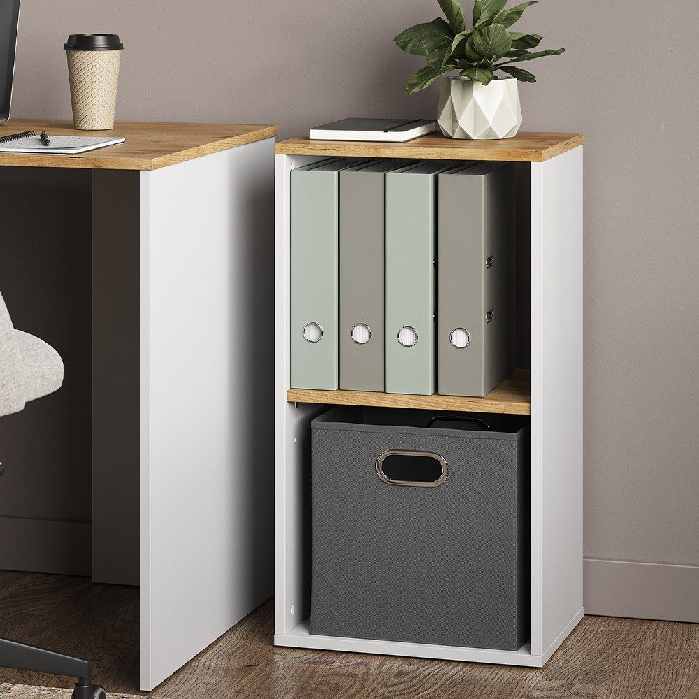 Vicco Bücherregal Tomy, Weiß/Goldkraft Eiche, 40 x 74 cm mit 2 offenen Fäch günstig online kaufen