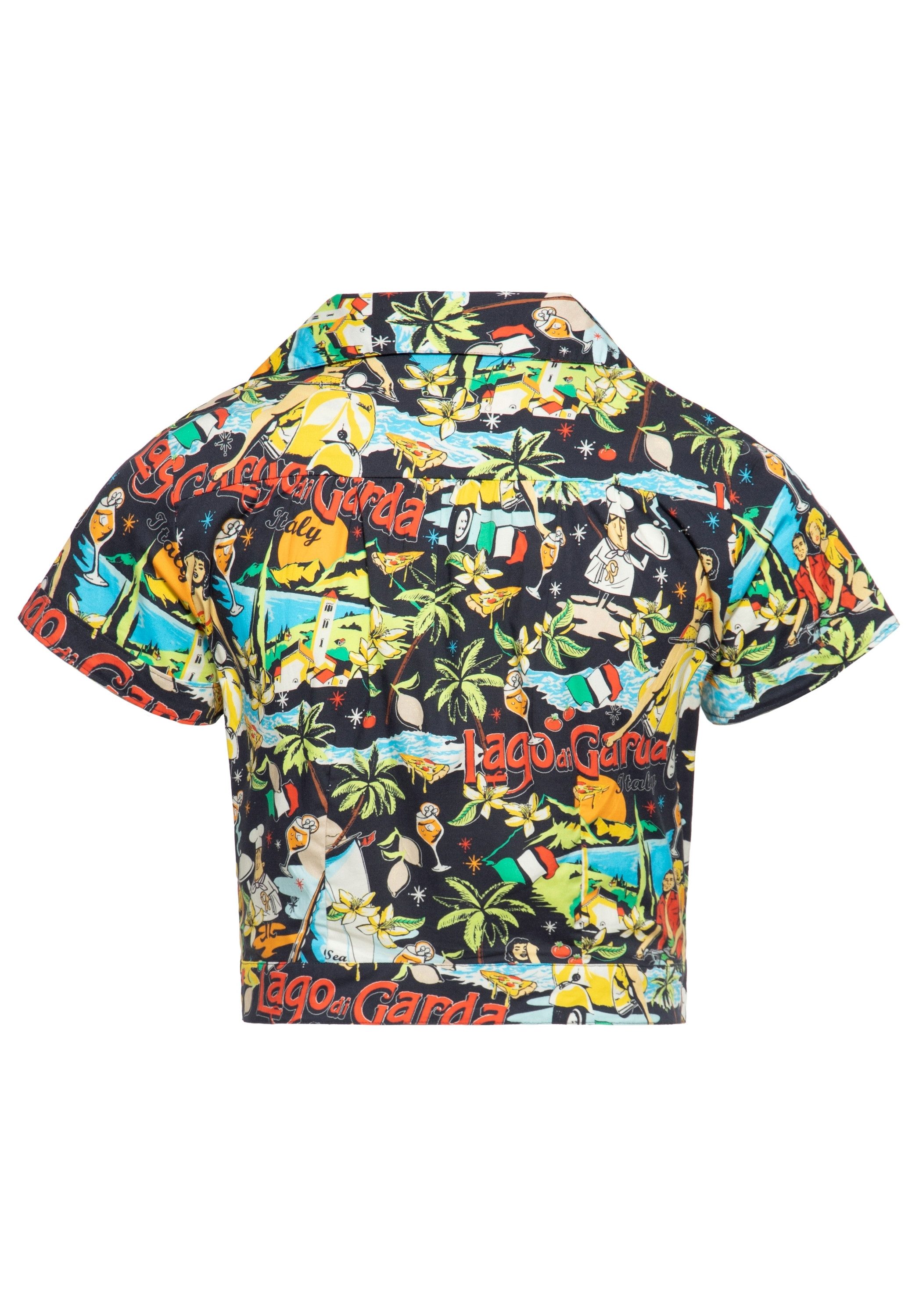 QueenKerosin Kurzarmbluse Lago di Garda mit Gardasee-Artwork