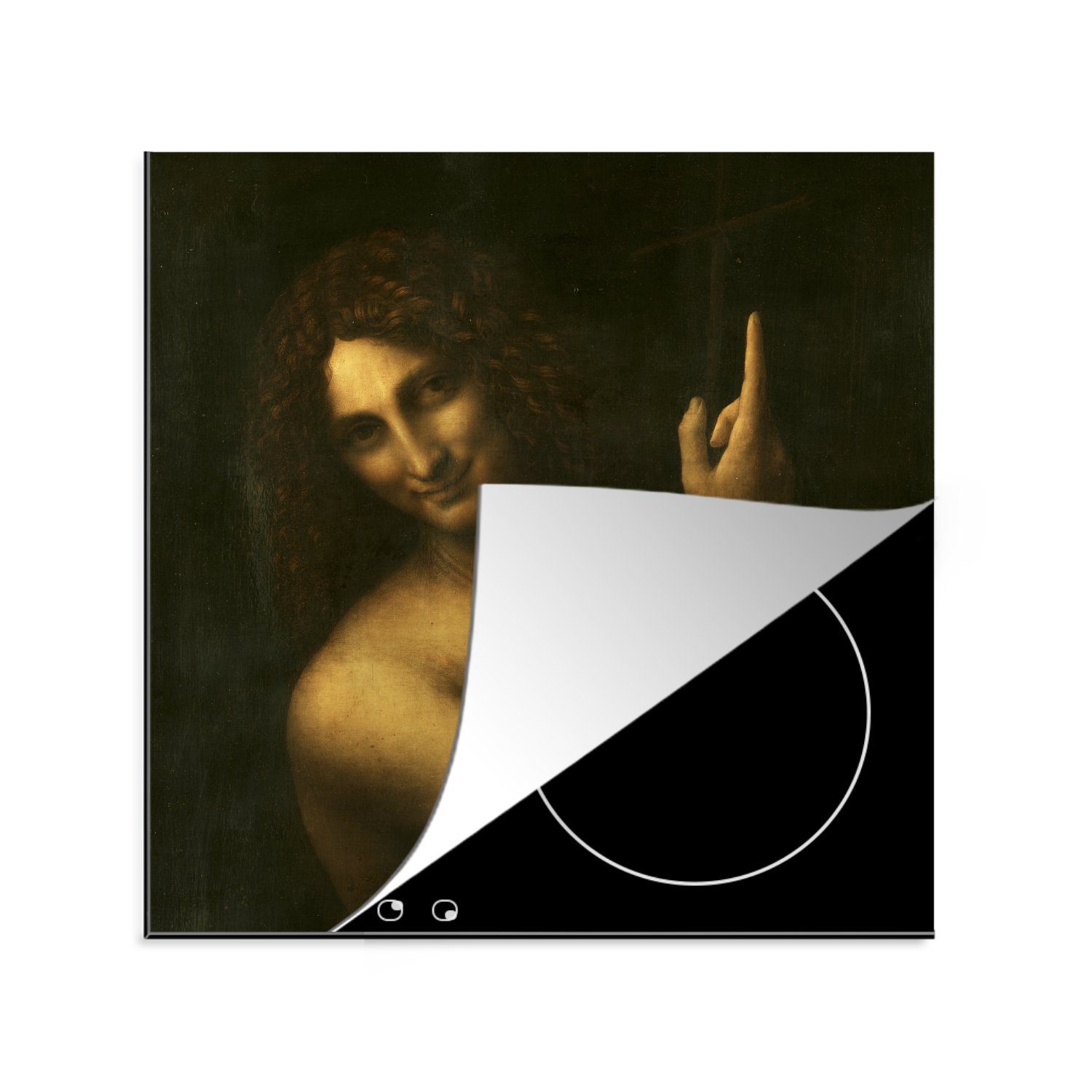 MuchoWow Herdblende-/Abdeckplatte Johannes der Leonardo Arbeitsplatte küche Vinyl, 78x78 für (1 Vinci, - tlg), Ceranfeldabdeckung, da cm, Täufer