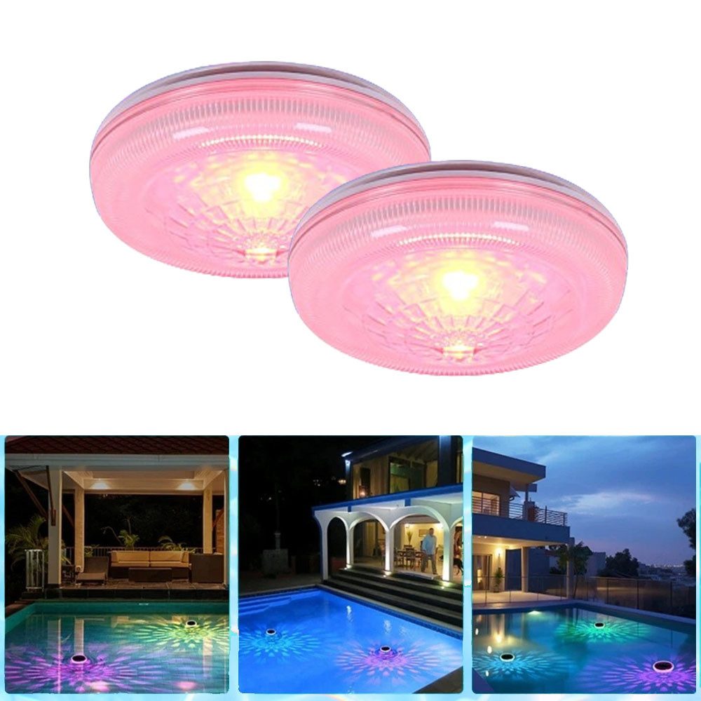 Pool-Lampe LED Poolbeleuchtung Solar 2 Stück – Schwimmende RGB Farbwechsel