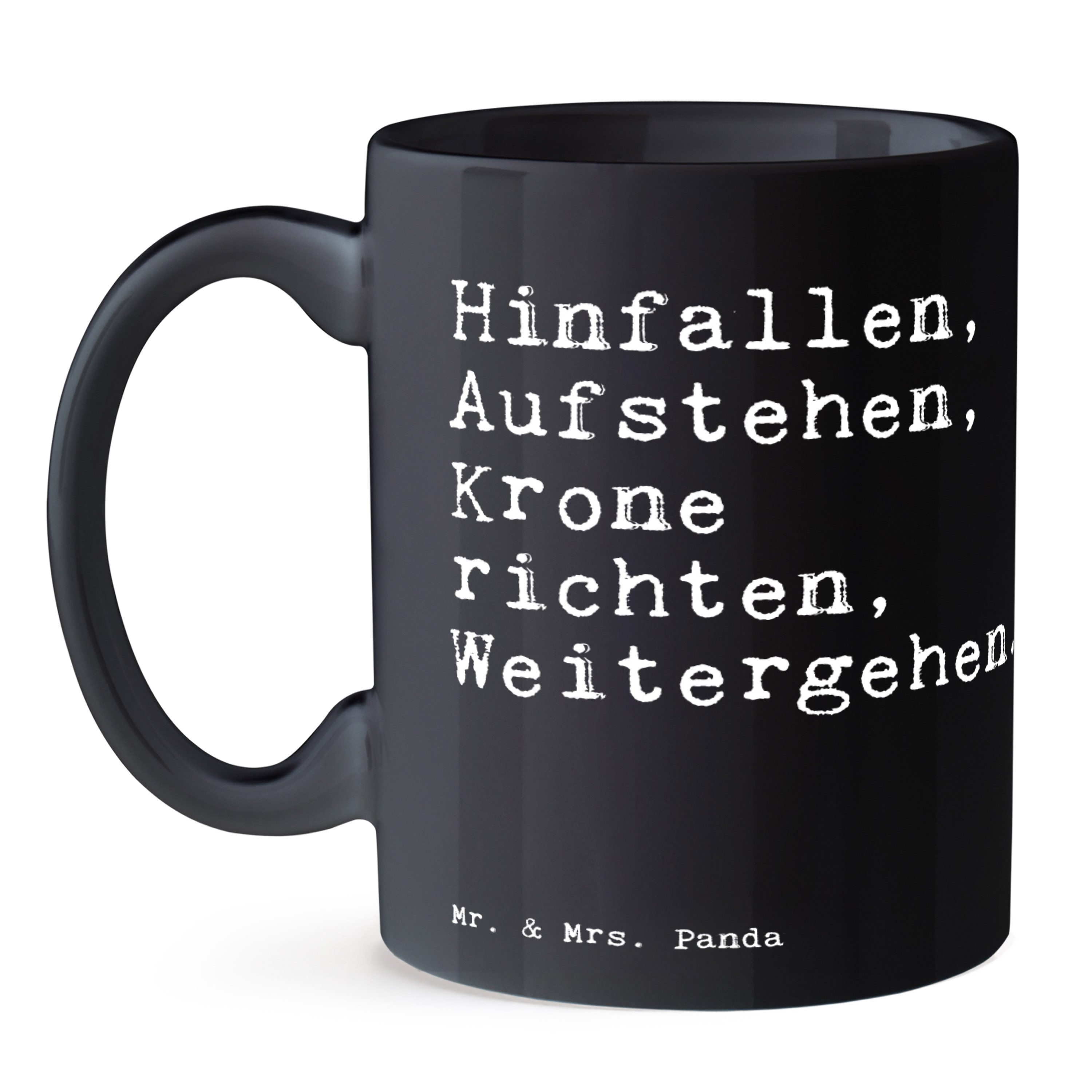 Mr. & Mrs. Panda Tasse Hinfallen, Aufstehen, Krone richten,..., Becher, Schwarz, Becher, Tri, Keramik Schwarz, heißgetränkebecher hochwertige tasse schöne tasse