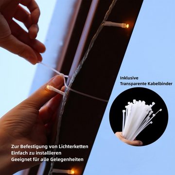 Elegear LED-Lichtervorhang 10M Eisregen Lichterkette Weihnachtsbeleuchtung Deko Außen/Outdoor, 450-flammig, 2300K mit Timer/Memory-Funktion (Erweiterbar Max. 40M)